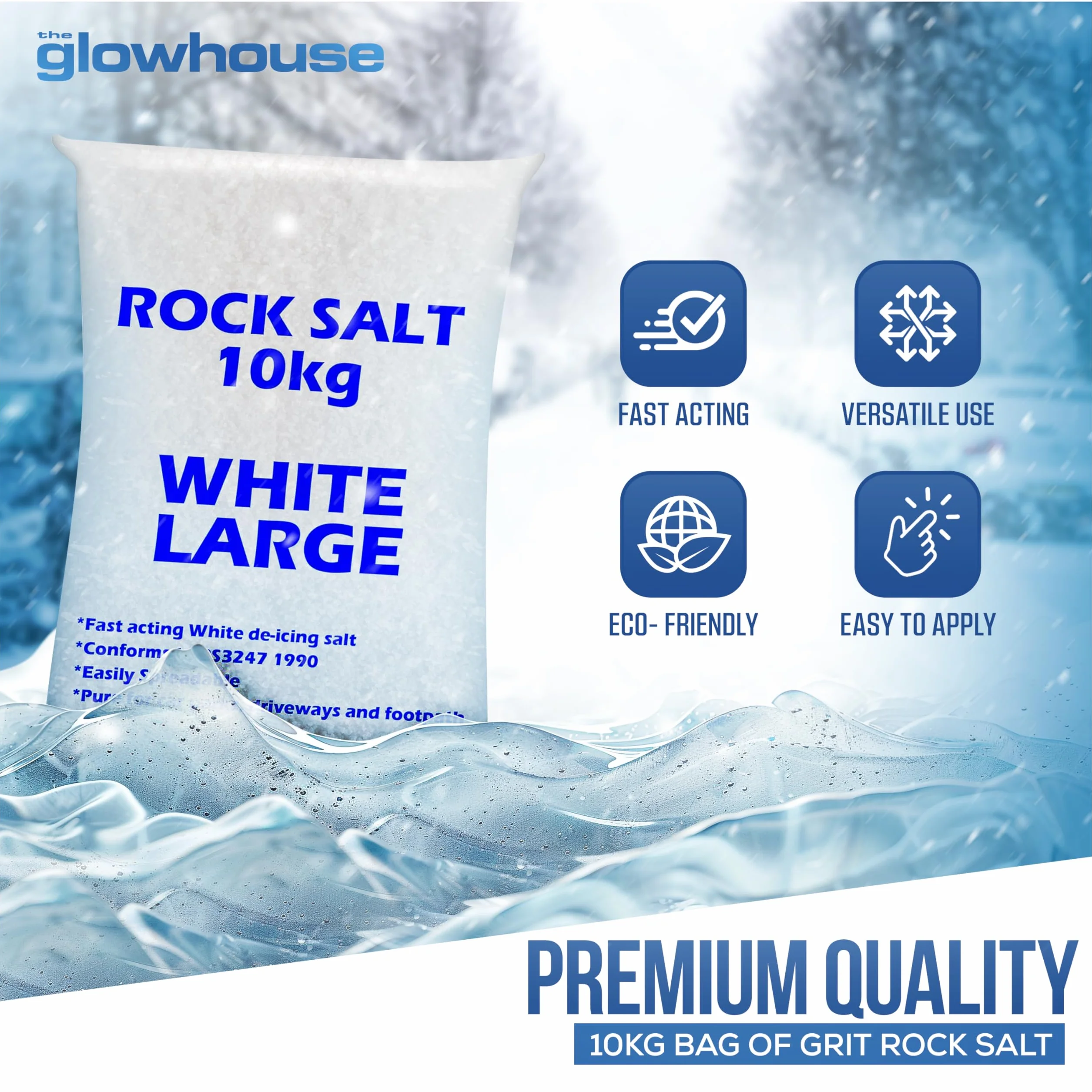 Sac de 10 kg de sel gemme dégivrage sel blanc pour neige et glace