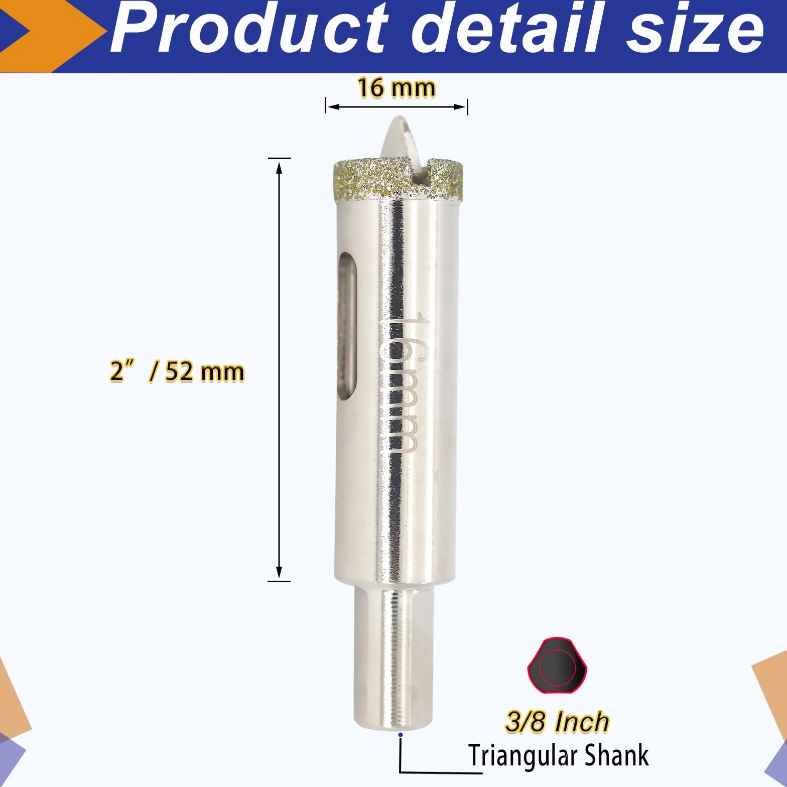 Scie cloche diamant de 16mm avec foret pilote, pointe pour carrelage de 16mm avec foret de guidage au centre pour verre, porcelaine, carrelage, céramique, marbre et granit