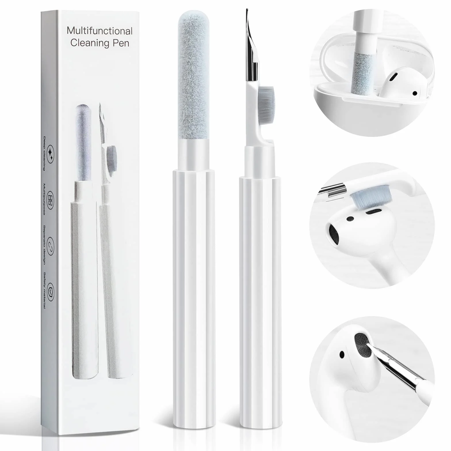 Kit de nettoyage pour Airpods, nettoyeur Airpods, stylo de nettoyage multifonction pour écouteurs, écouteurs, claviers, téléphones