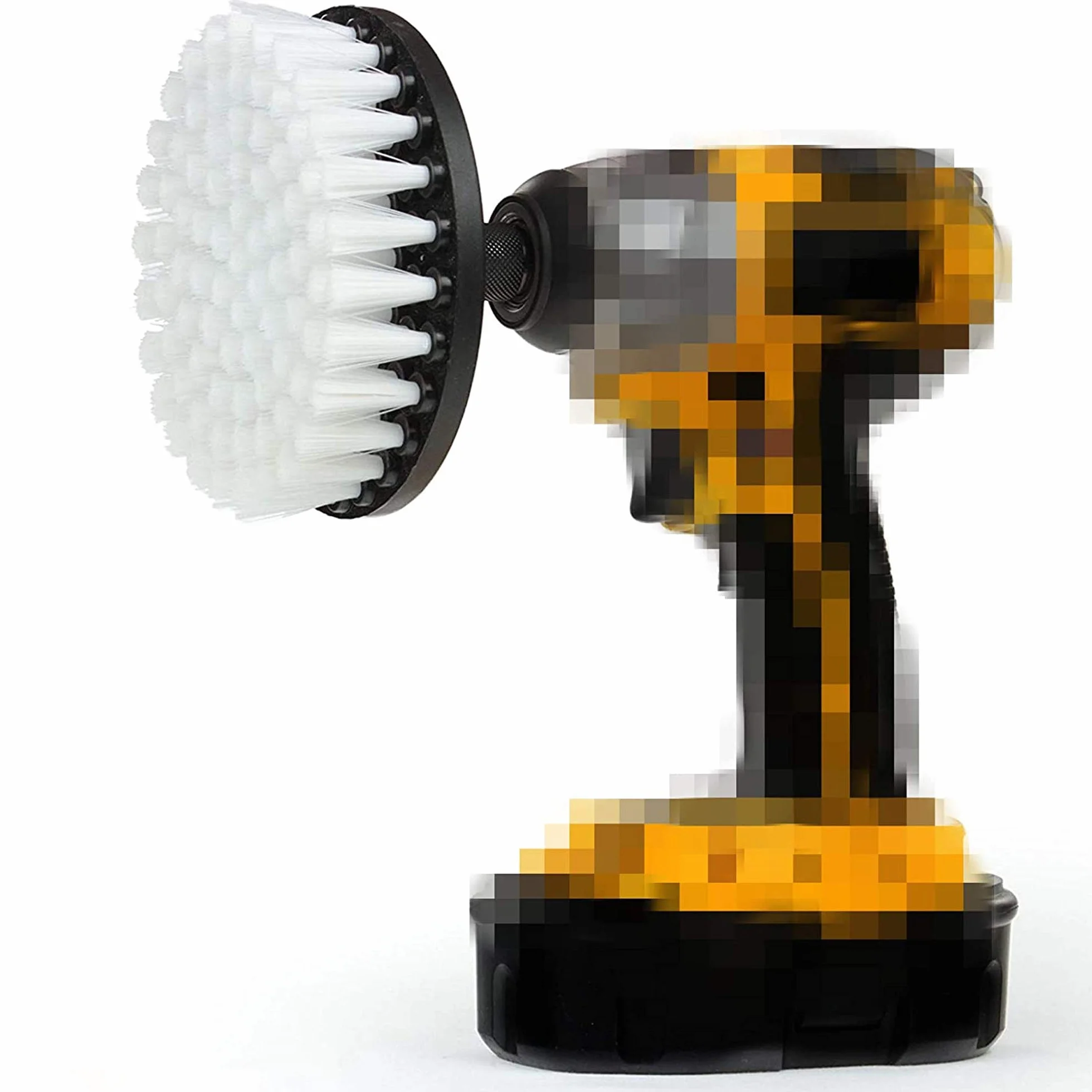 Brosse pour perceuse à poils doux blancs de 12,7 cm – Nettoyage du bac en fibre de verre, rembourrage en microfibre, tapis de voiture, siège de bateau avec tige à changement rapide