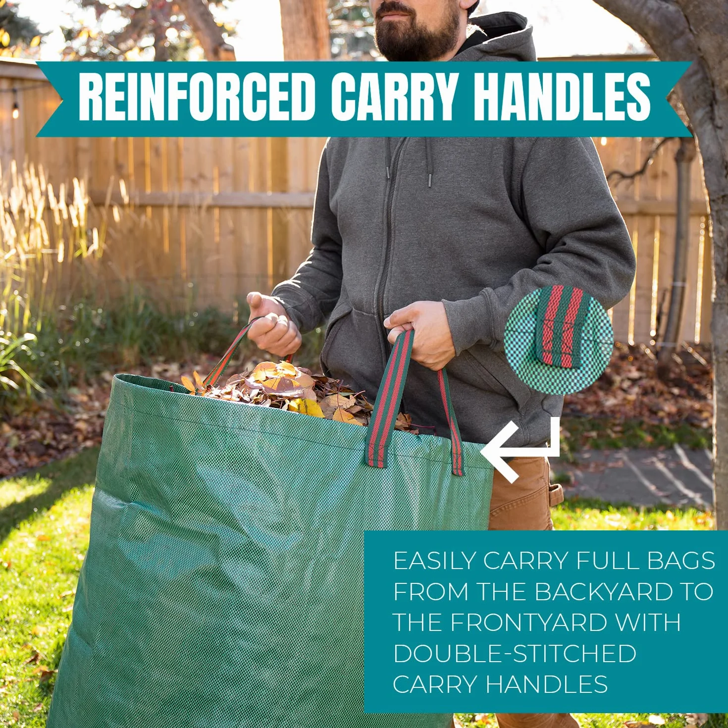 MEKKAPRO Sacs de jardin 272 L réutilisables Lot de 3 - Sac à déchets verts résistant