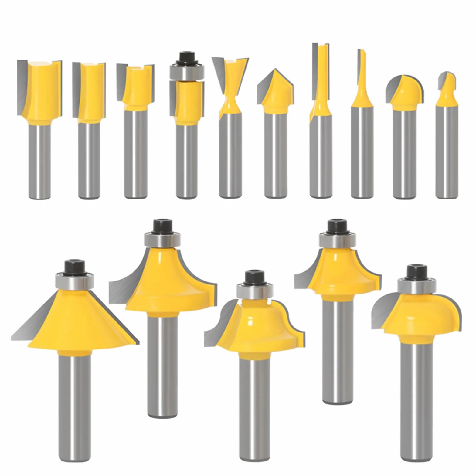 Lot de 15 Fraises Pour Bois 8 mm - Outils de Travail pour Débutants - Fraises de Qualité Industrielle - Boîte en Bois