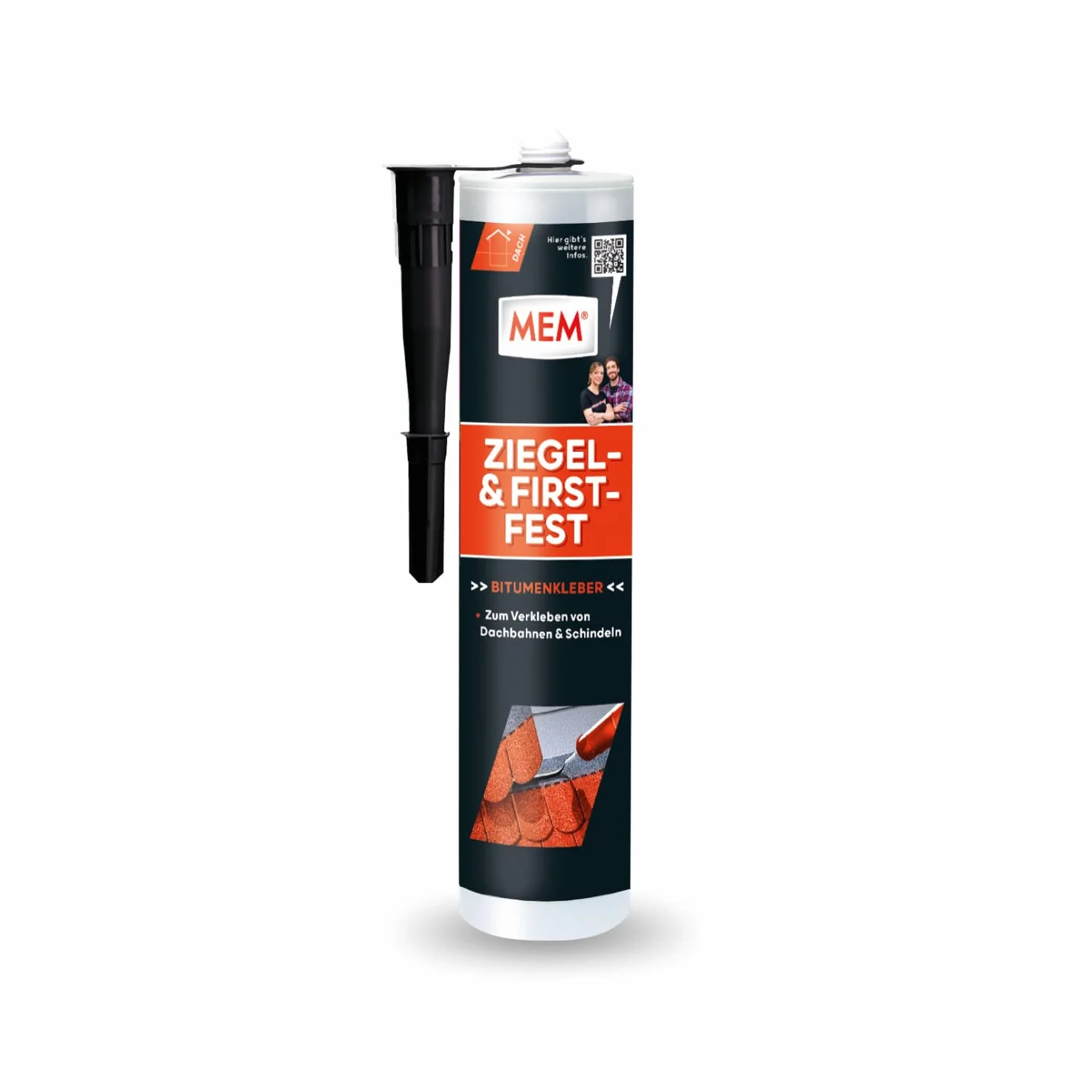 MEM Adhésif à froid à base de bitume résistant aux briques et aux arêtes et sans solvant, particulièrement élevé, pour bardeaux et membranes de toiture en bitume, brun foncé, 445 g