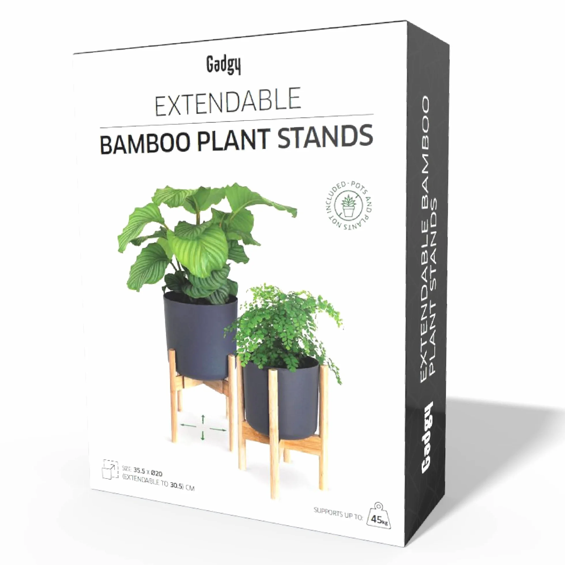 Gadgy Support pour Plantes Intérieur Bambou Réglable Ensemble 2 Pièces Pots Ø 20-30 cm Décoration Maison Moderne