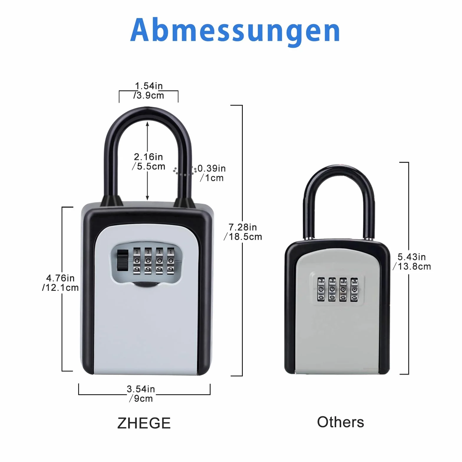 ZHEGE Boite à Clé Portable avec Anse Amovible, Boîte à Clé avec Code 4 Chiffres, Gris