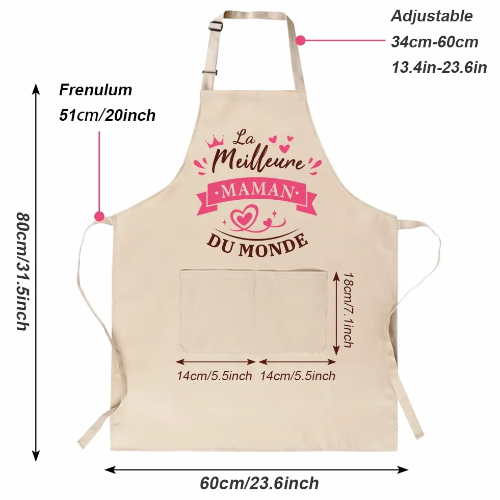 Tablier de Cuisine Coton Imperméable pour Maman Cadeau Fête des Mères
