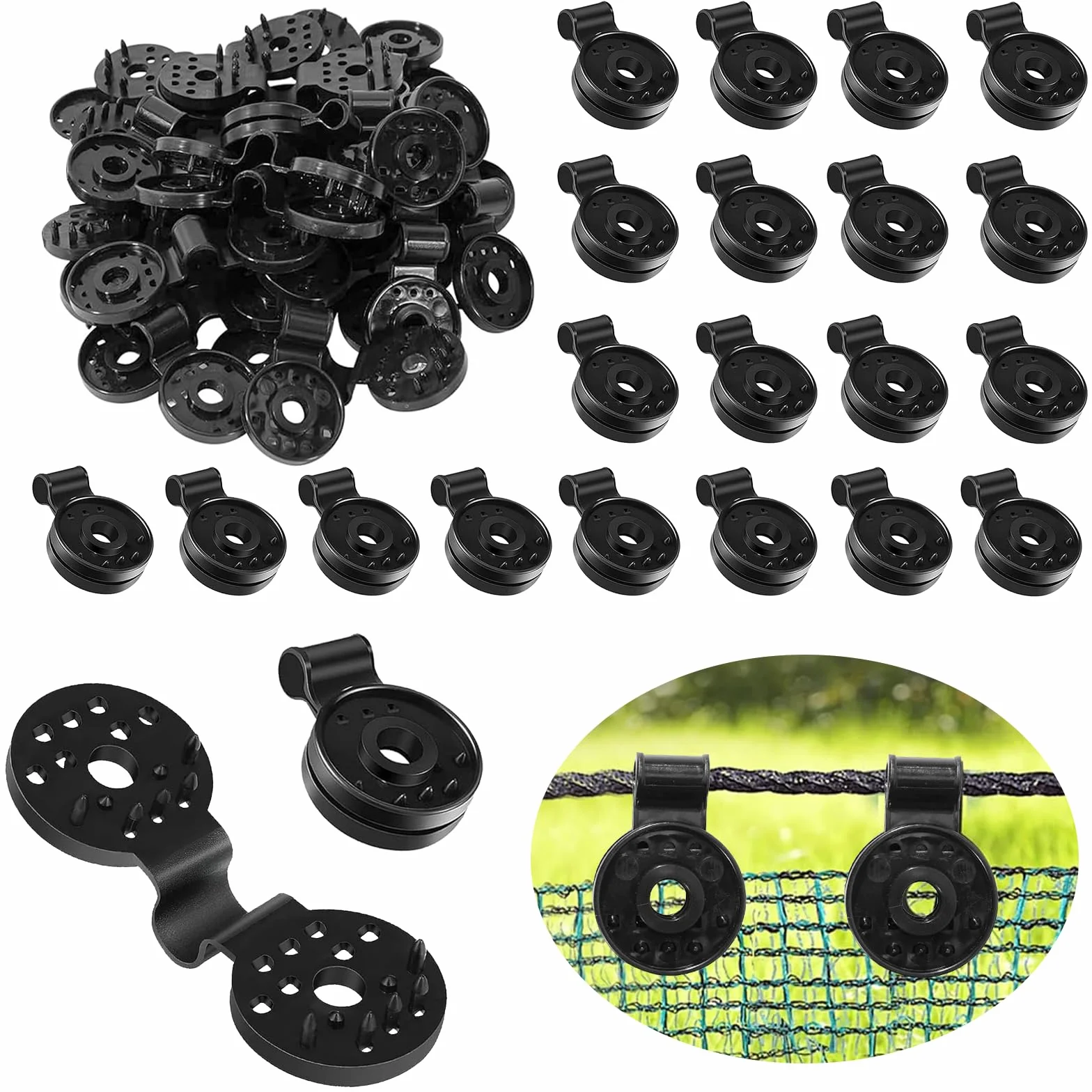 Clips de Filet 120 Pièces pour Toile d'Ombrage, Fixation Résistance Intempéries