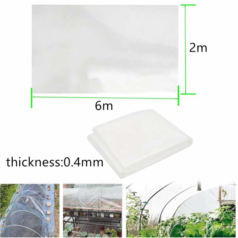 Bâche de protection pour serre 2 x 6 m transparente pour plantes
