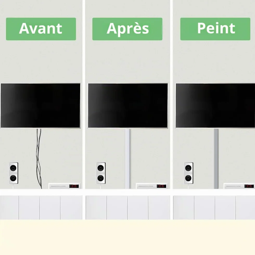 MUDEELA Cache Fil Electrique, Goulotte Passe Cable Mural, Cache-Fil TV Mural en PVC Ignifuge, Installation Adhésive ou par Vis, Gestion des Câbles pour Maison et Bureau, Blanc, 30 × 17 × 400 mm