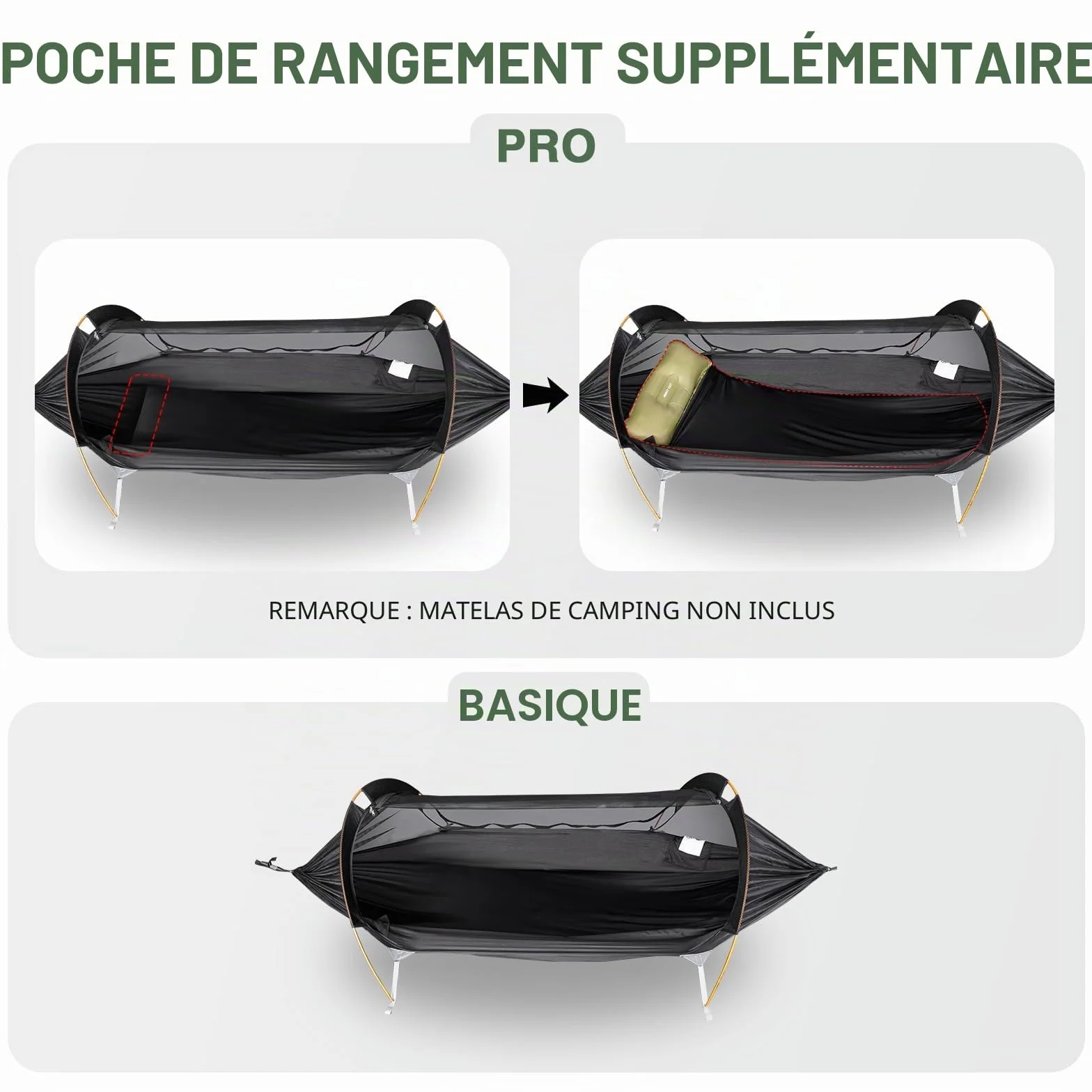 Night Cat Hamac Tente avec Moustiquaire Imperméable pour 1 Personne Randonnée Camping