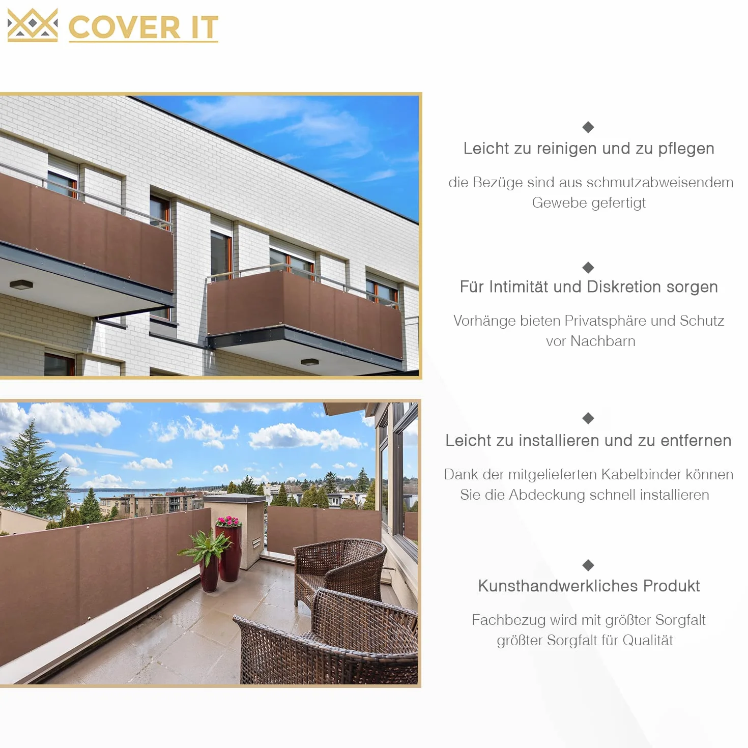 Brise Vue Balcon Exterieur 60 x 600 cm Cache Vue Brise Vent Terrasse Coupe-Vent