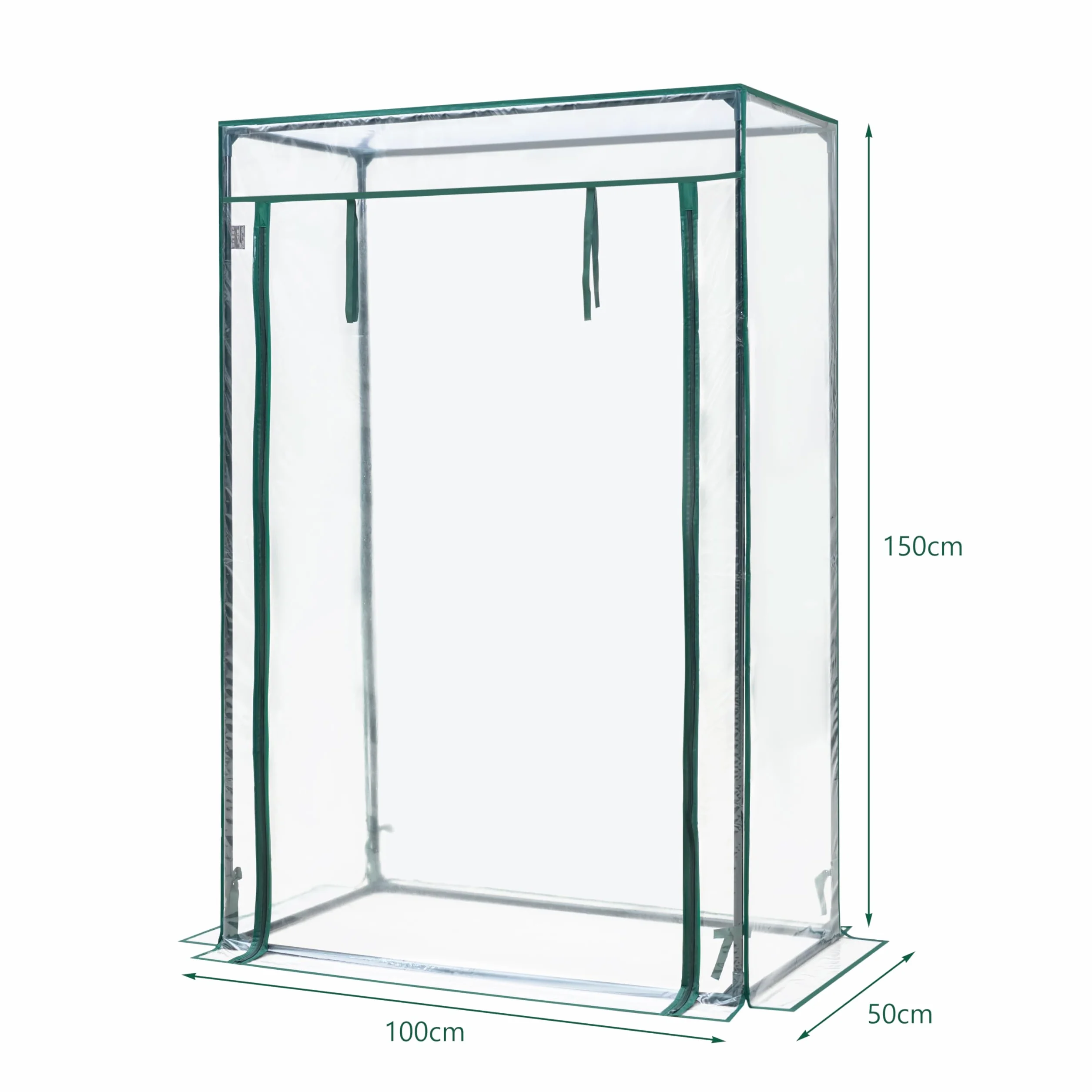 KANWOD Serre de Jardin 150×100×50 cm Film 140 g/m² Porte Enroulable Transparent