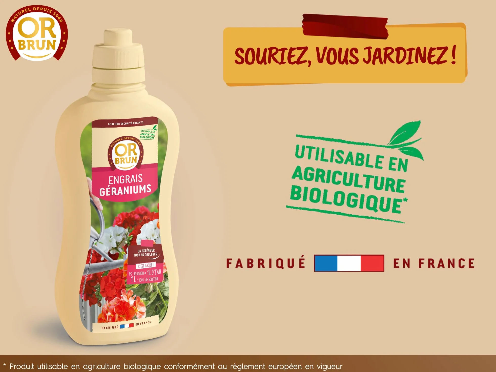Engrais Géraniums 1L Fortifie Floraison Agriculture Biologique Fabriqué France
