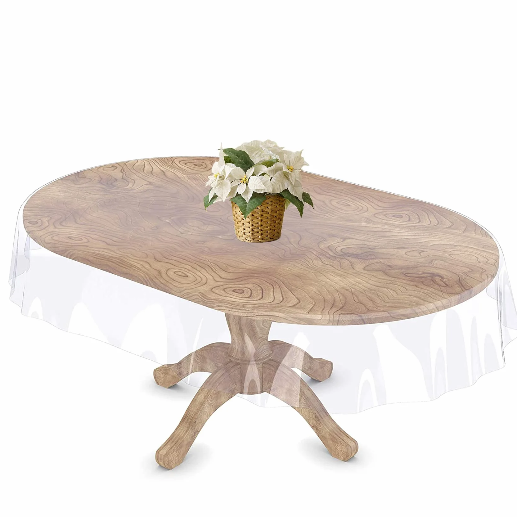 Nappe de Table Ovale en Vinyle Transparent Imperméable 152,4 x 228,6 cm