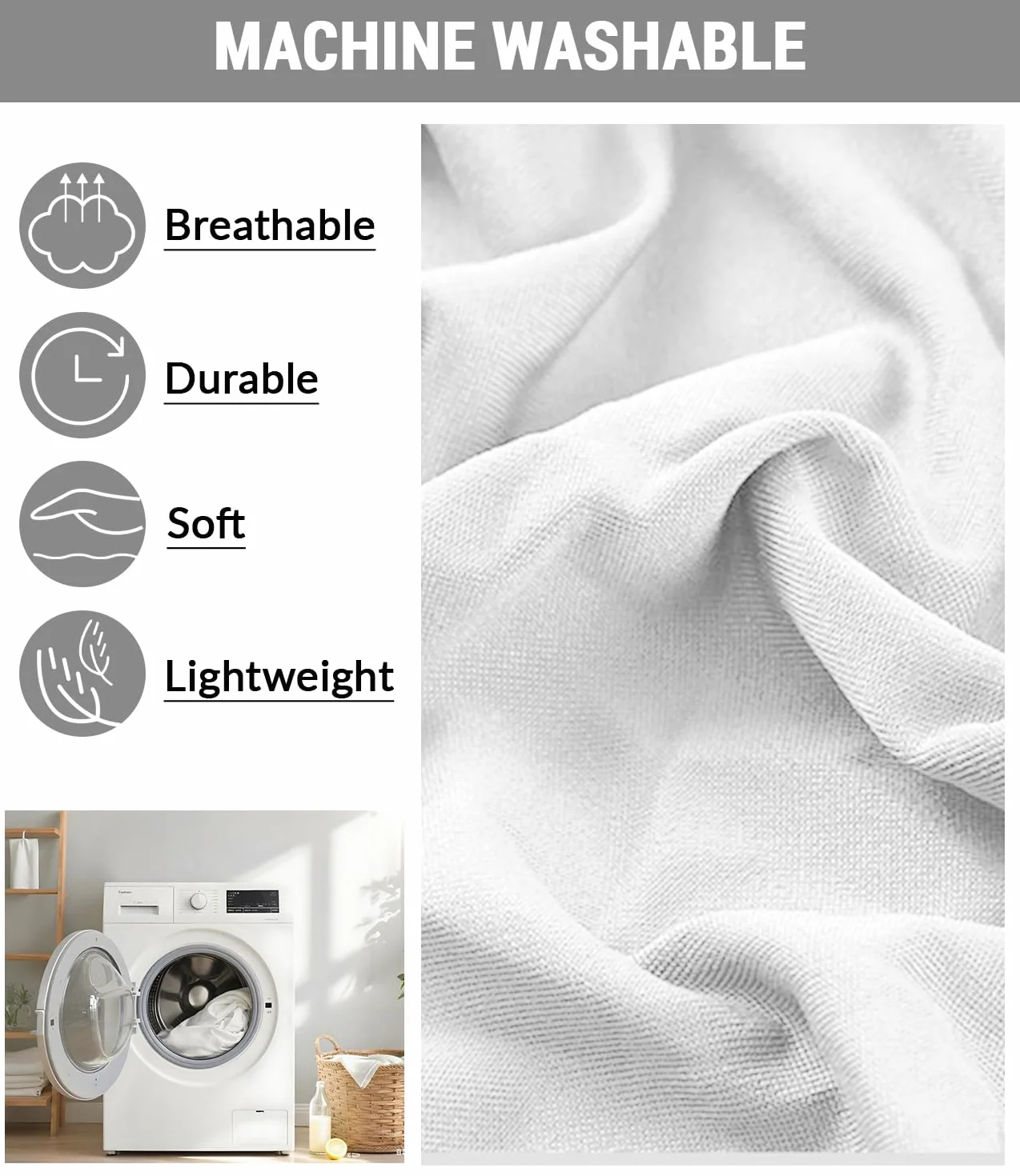 Morbuy Nappe Rectangulaire 183 x 76 CM avec Bord Élastique, Gris Nappe de Table Anti Tache pour Extérieur