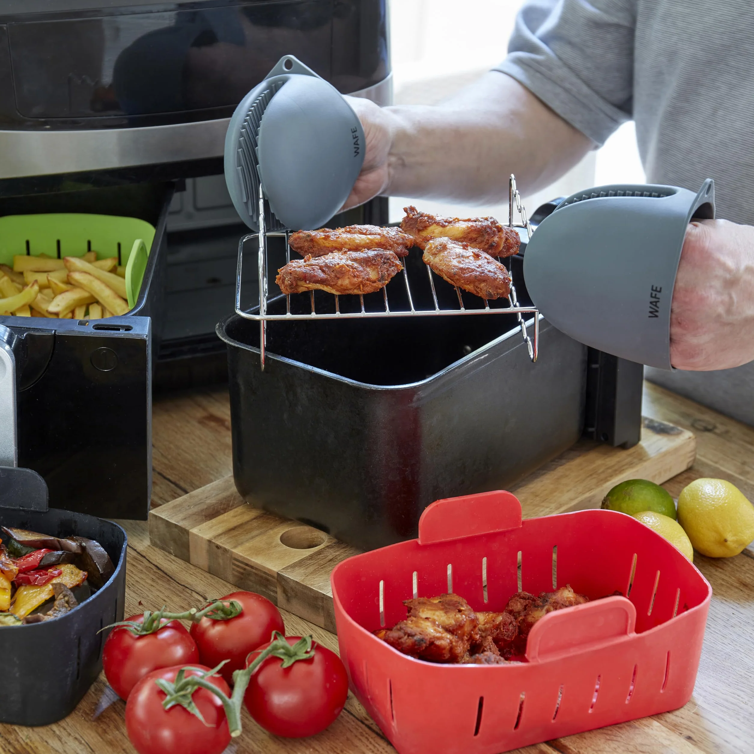 Gants en Silicone pour Friteuse à Air WAFE - Manique Résistante à la Chaleur pour Cuisine, Barbecue et Grillades