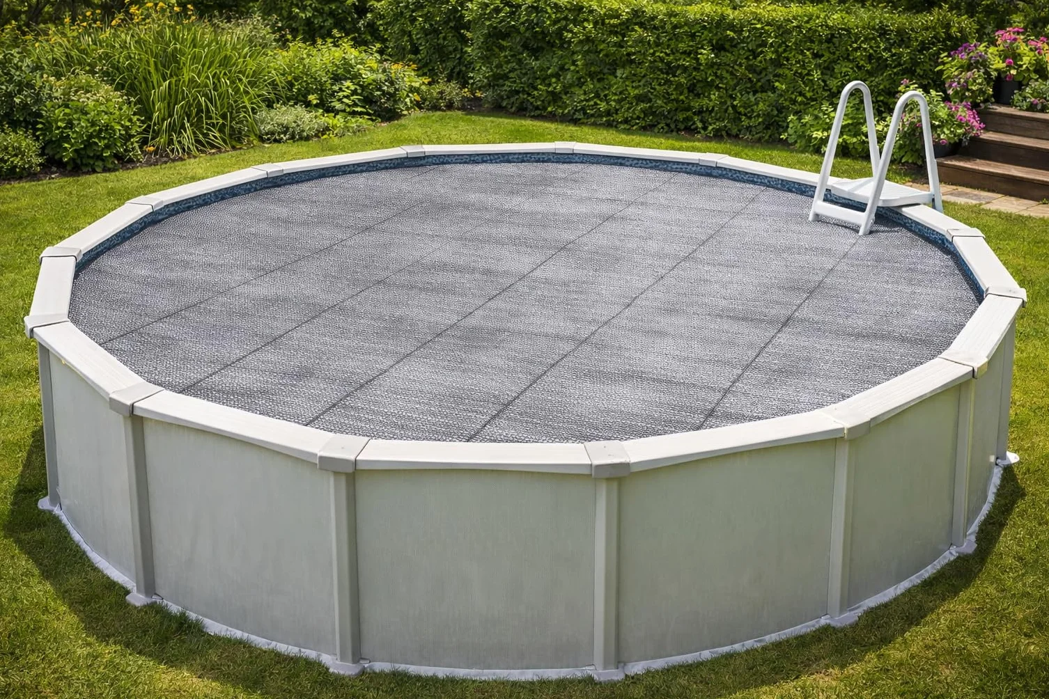 Bâche Solaire Piscine Ronde 366 cm Gris Silver 215 Microns
