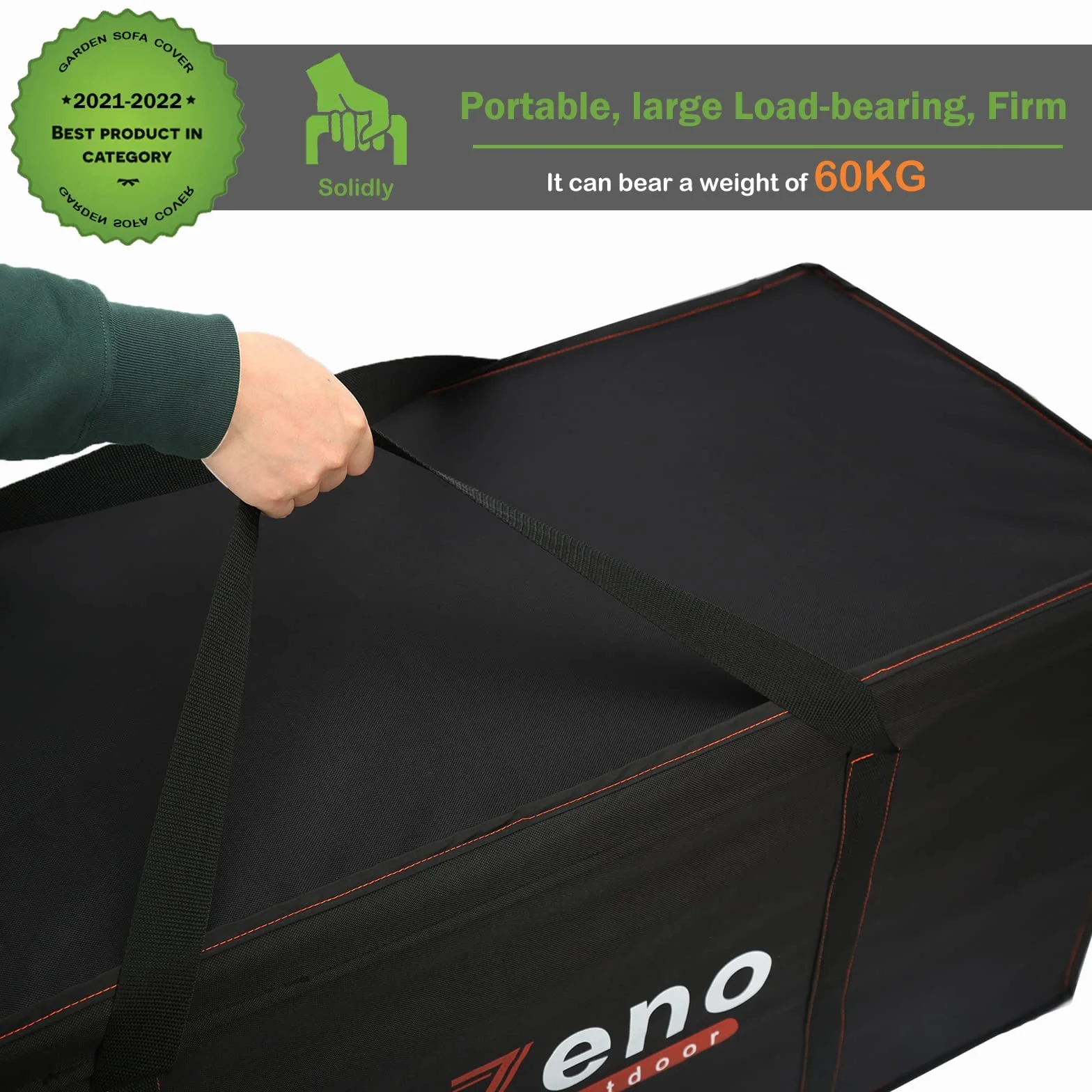 Enzeno Sac de rangement pour coussins de jardin 420D Oxford imperméable anti-UV 160x80x75 cm noir