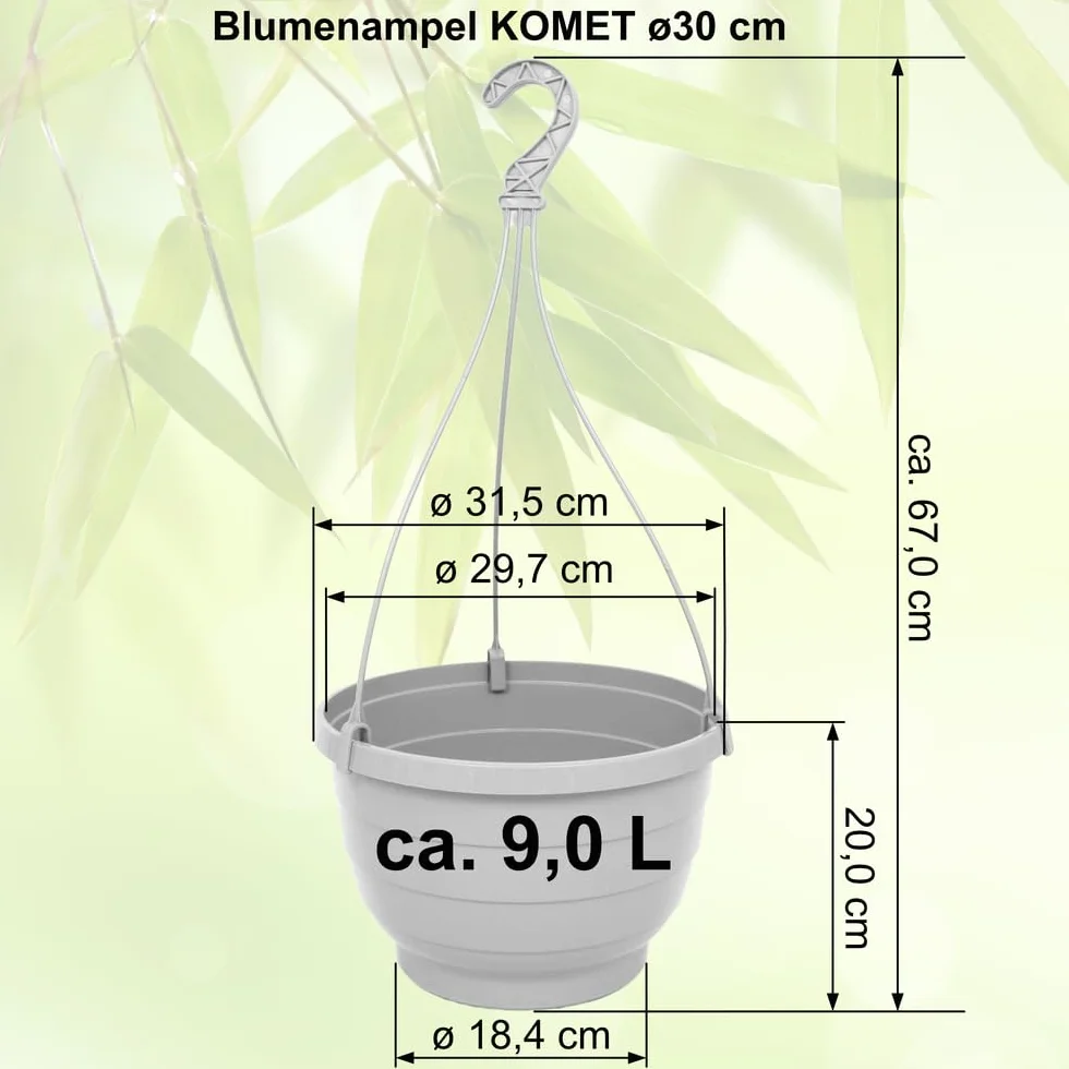 MePla KOMET Lot de 2 pots de fleurs suspendus 30 cm Anthracite Résistants aux intempéries UV