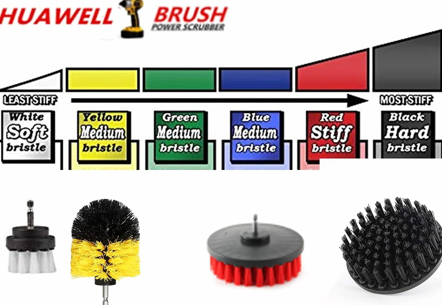 Brosse à récurer électrique Ultra Rigide avec rallonge pour perceuse - Ensemble de nettoyage en Nylon