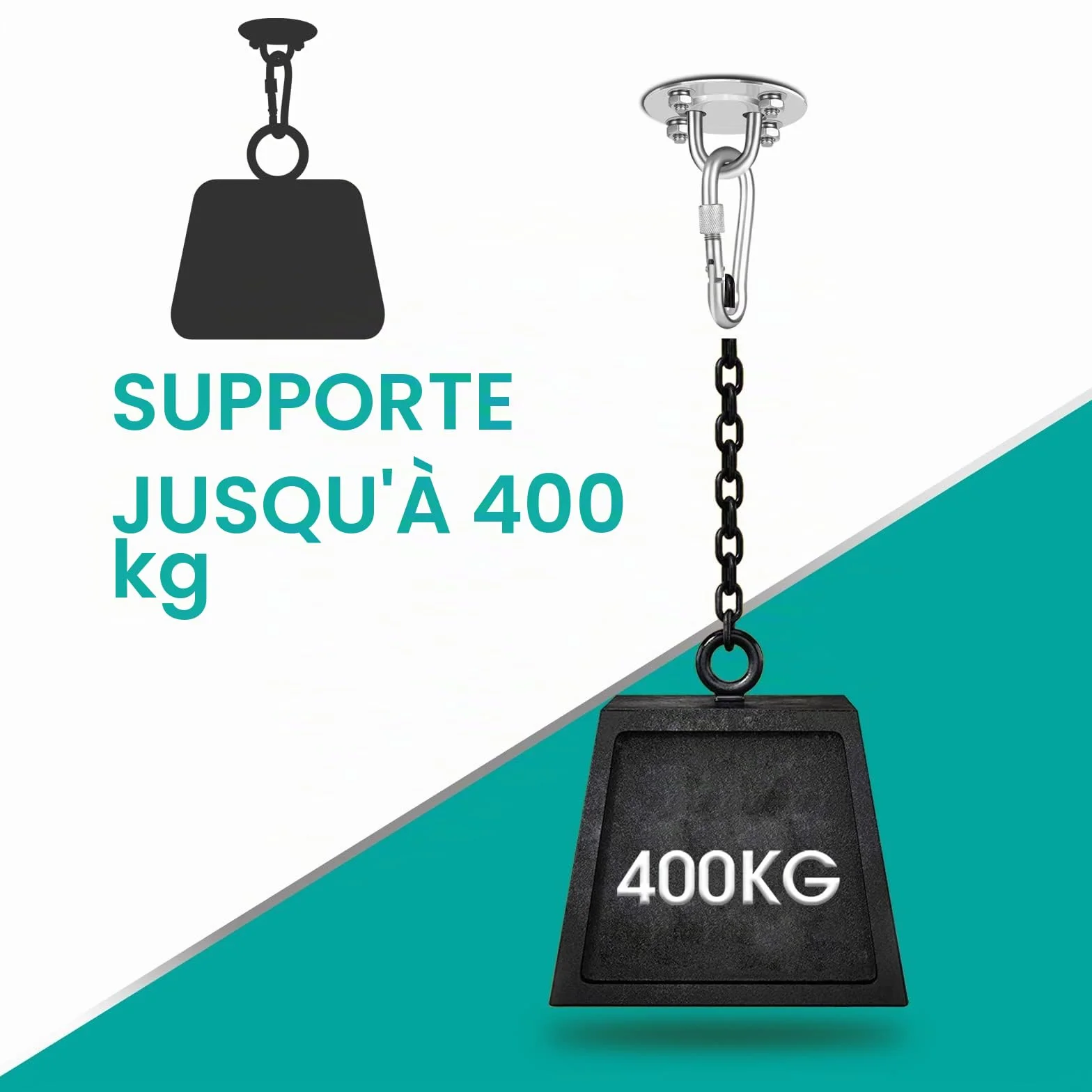 Crochet de Plafond en Acier Inoxydable 400 kg pour Sac de Frappe, Hamac, Chaise Suspendue