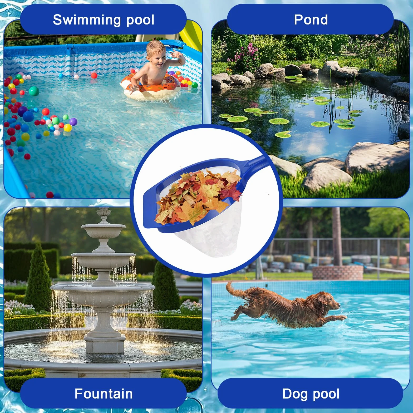 GMMG Épuisette Piscine Télescopique Réglable 141CM Filet Extra Fin pour Nettoyer Piscine