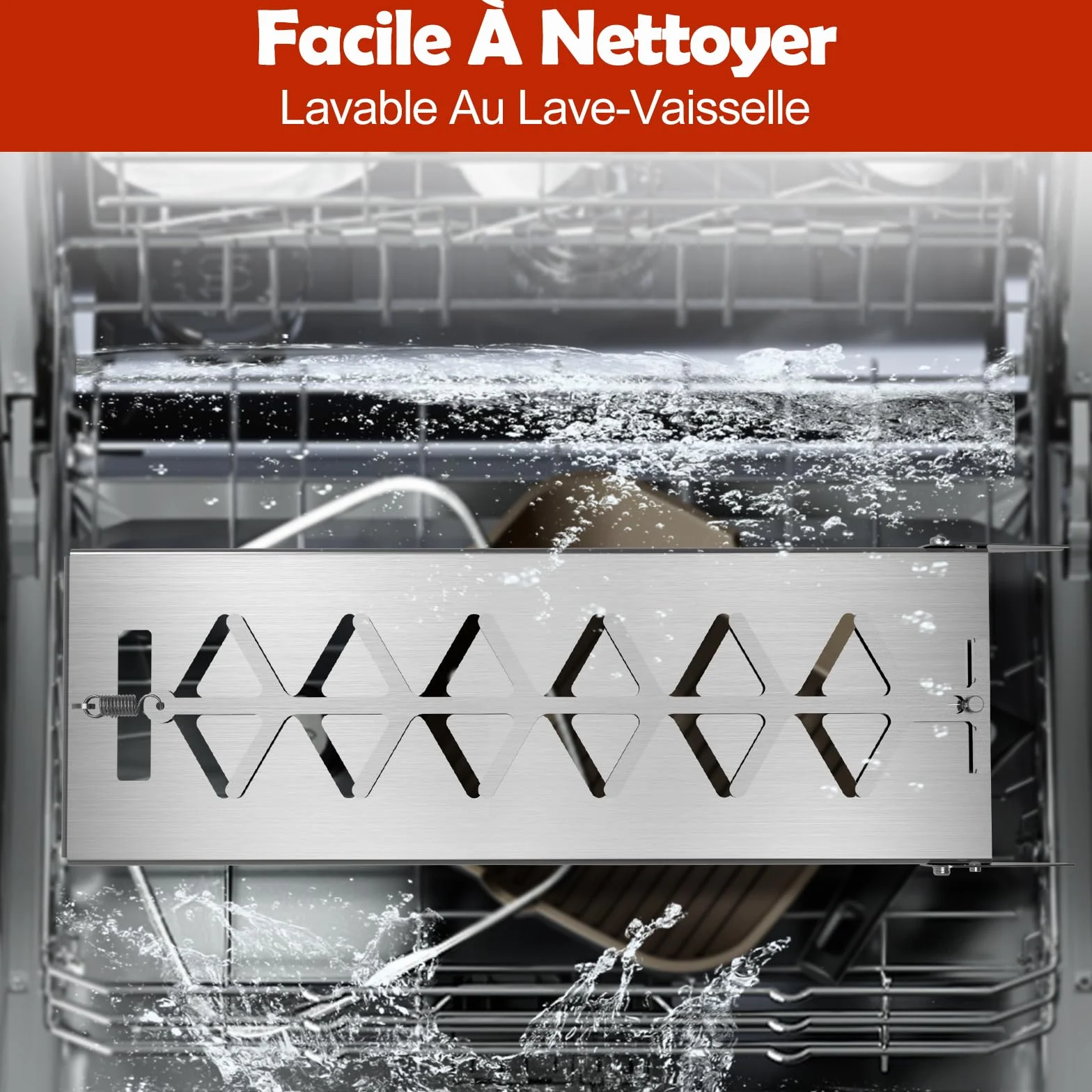 Planche à Saumon INOX avec Support 55x18 cm – Réglable 7 Positions, Lavable au Lave-Vaisselle