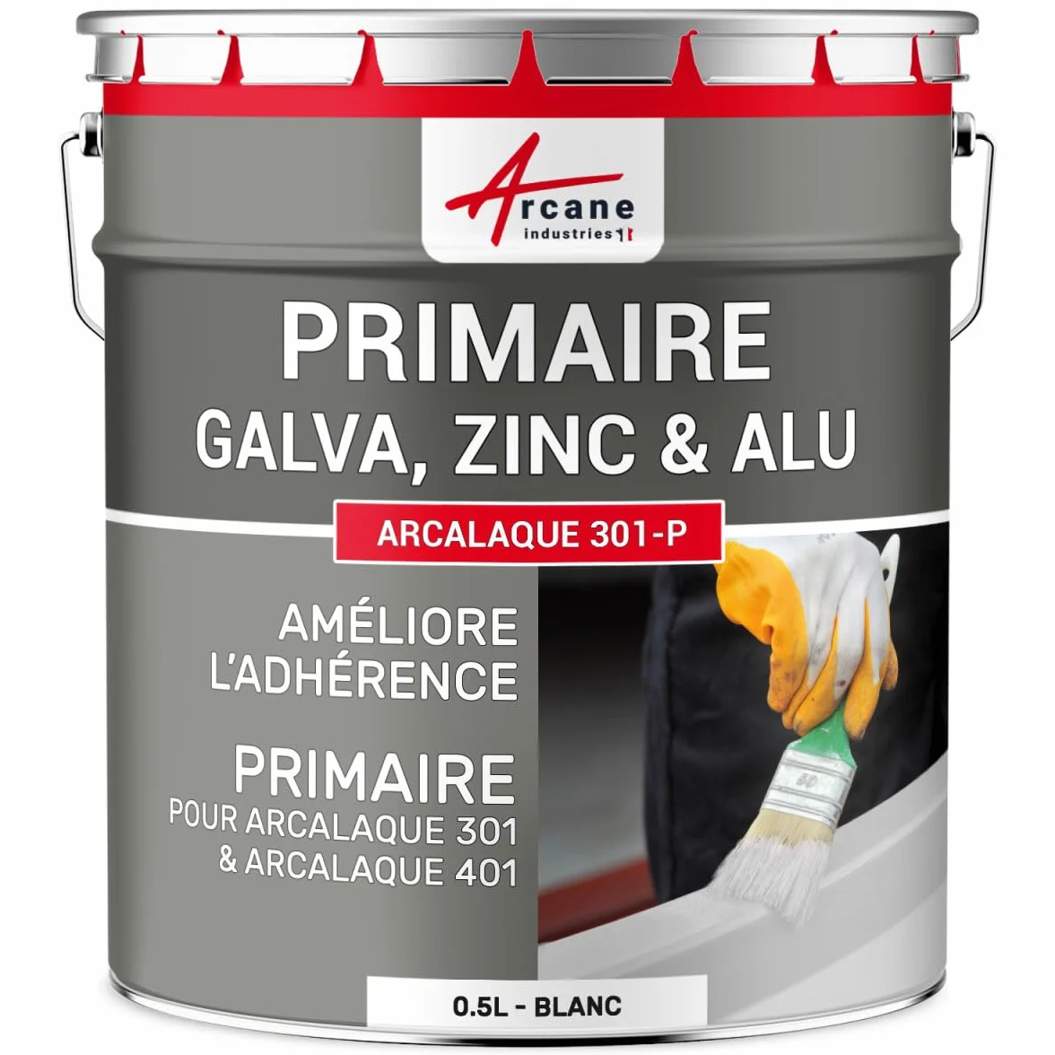 ARCANE INDUSTRIES sous-Couche Primaire Peinture galva et Zinc : Arcalaque 301-P - 0.5 L