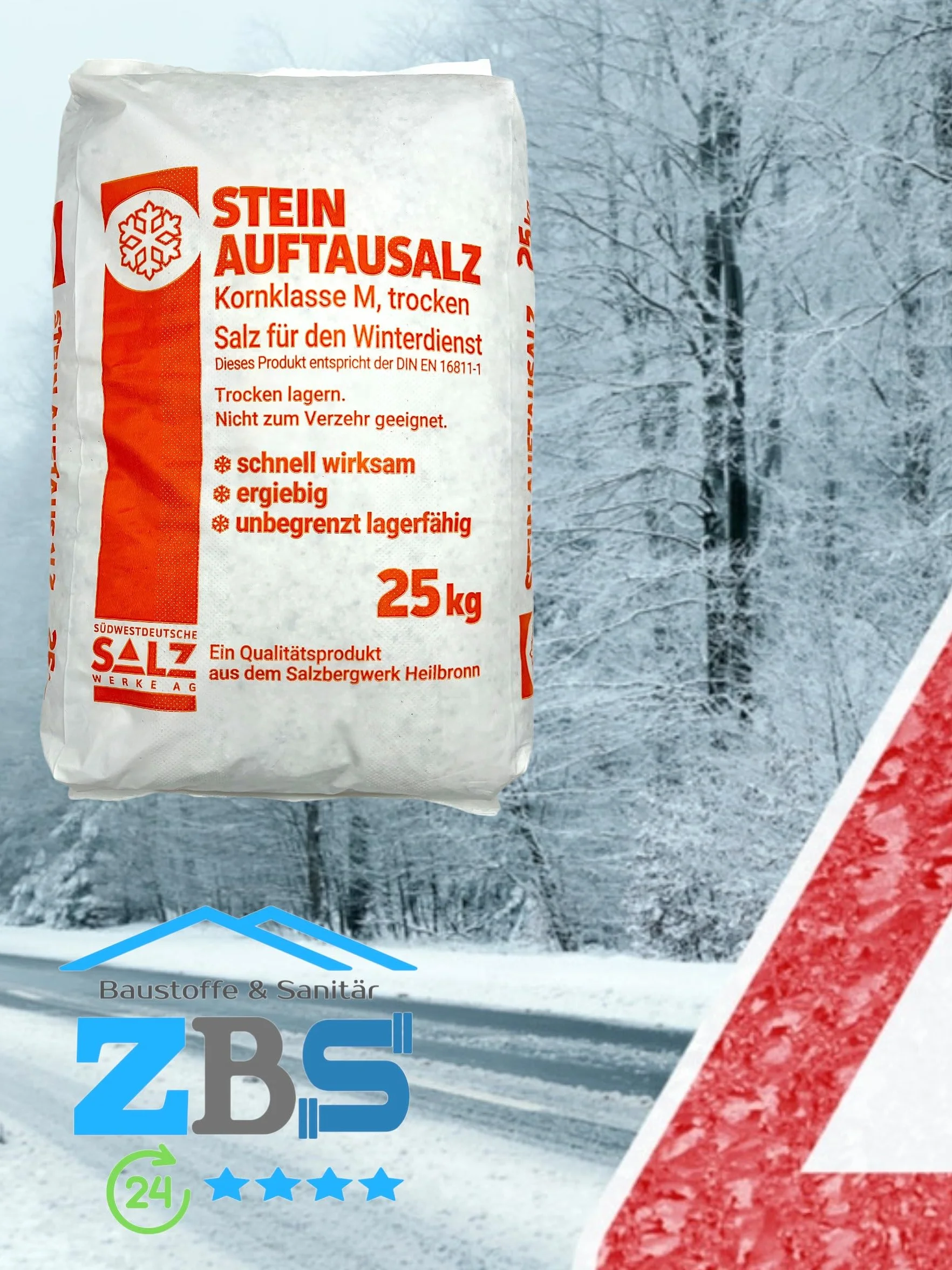 Nordsalz Sel de décongélation Sac 25 kg Service hivernal professionnel Épandage