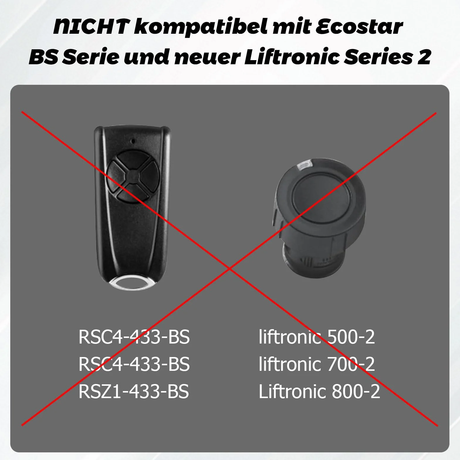 Lot de 3 émetteurs portatifs de rechange pour EcoStar RSC2 433, télécommande d'ouverture de porte de garage 433,92 MHz, 4 canaux, compatible avec Hormann EcoStar Liftronic 500/700/800, Portronic D2500