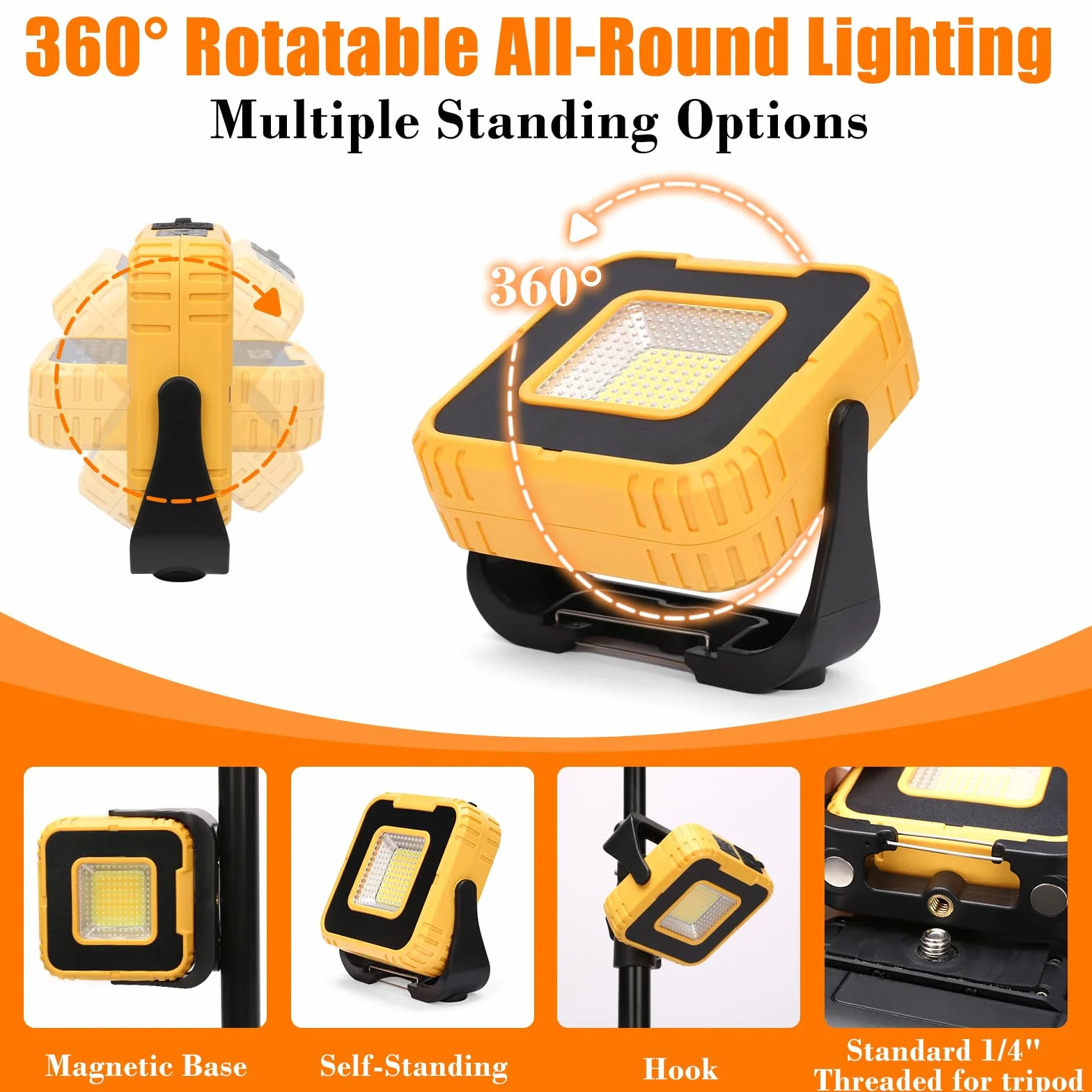 Lampes de barbecue LED 1000 lumens rechargeables magnétiques étanches IPX4 réglables 360° Lot de 2