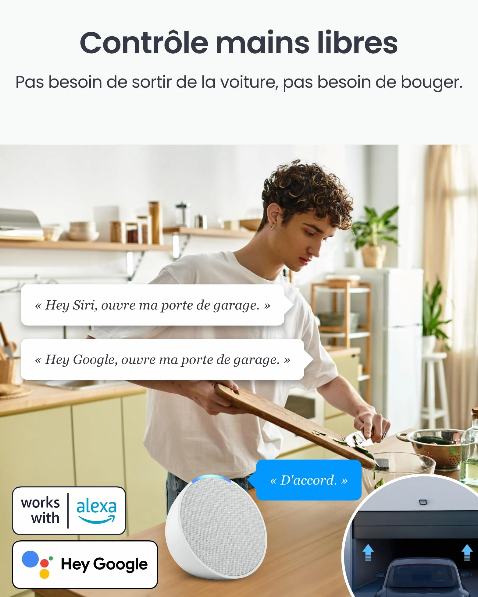 SwitchBot Smart Wi-Fi Ouvre-porte de garage certifié Matter, contrôle par application, Alexa/Google/Siri/IFTTT/SmartThings pris en charge, plusieurs modes de notification, aucun hub nécessaire