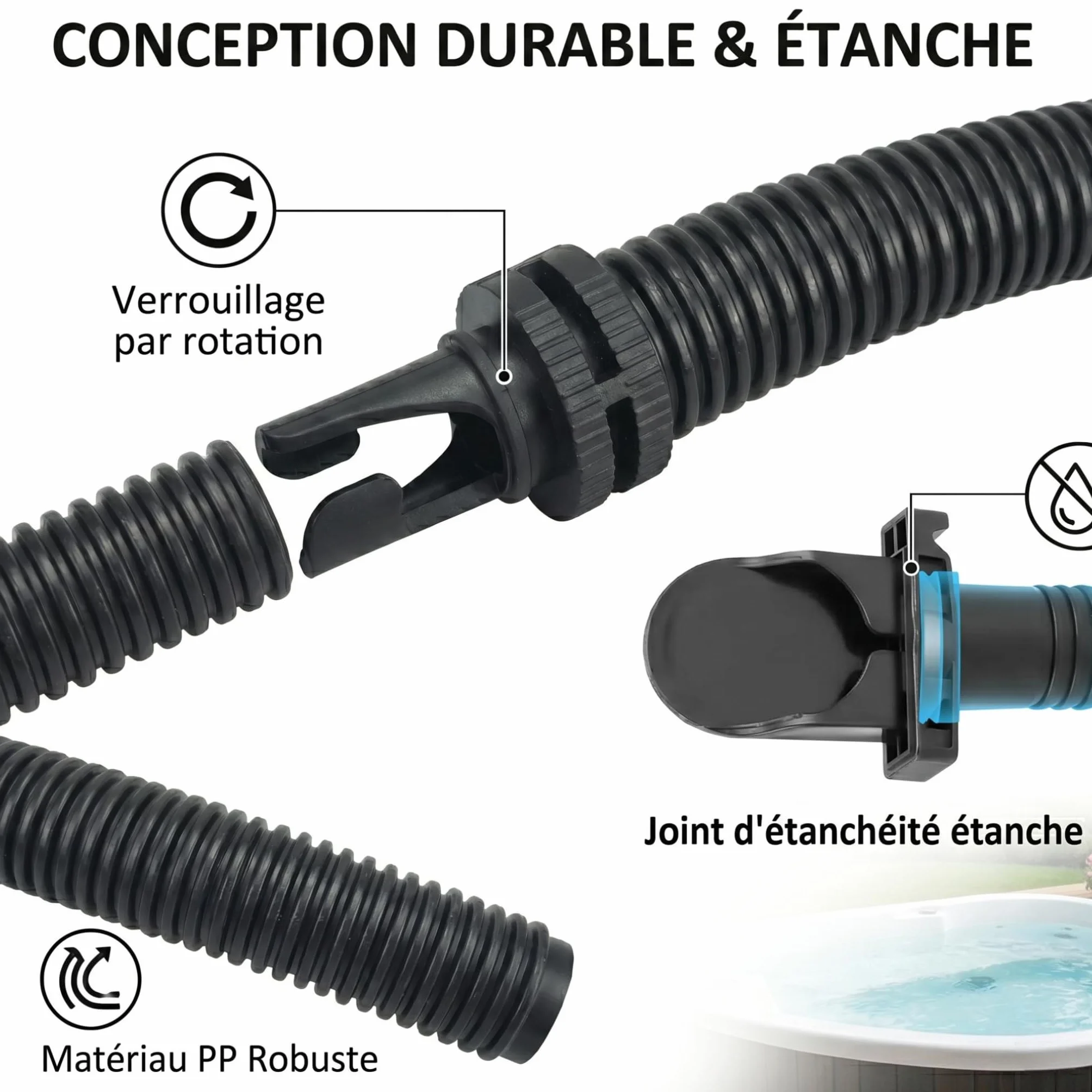 Kit d'adaptateur de tuyau de gonflage Intex PURESPA 11830 12773 pour housse de spa