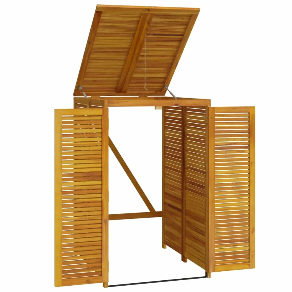 Cabanon à poubelle simple bois massif d acacia 70x89x117 cm