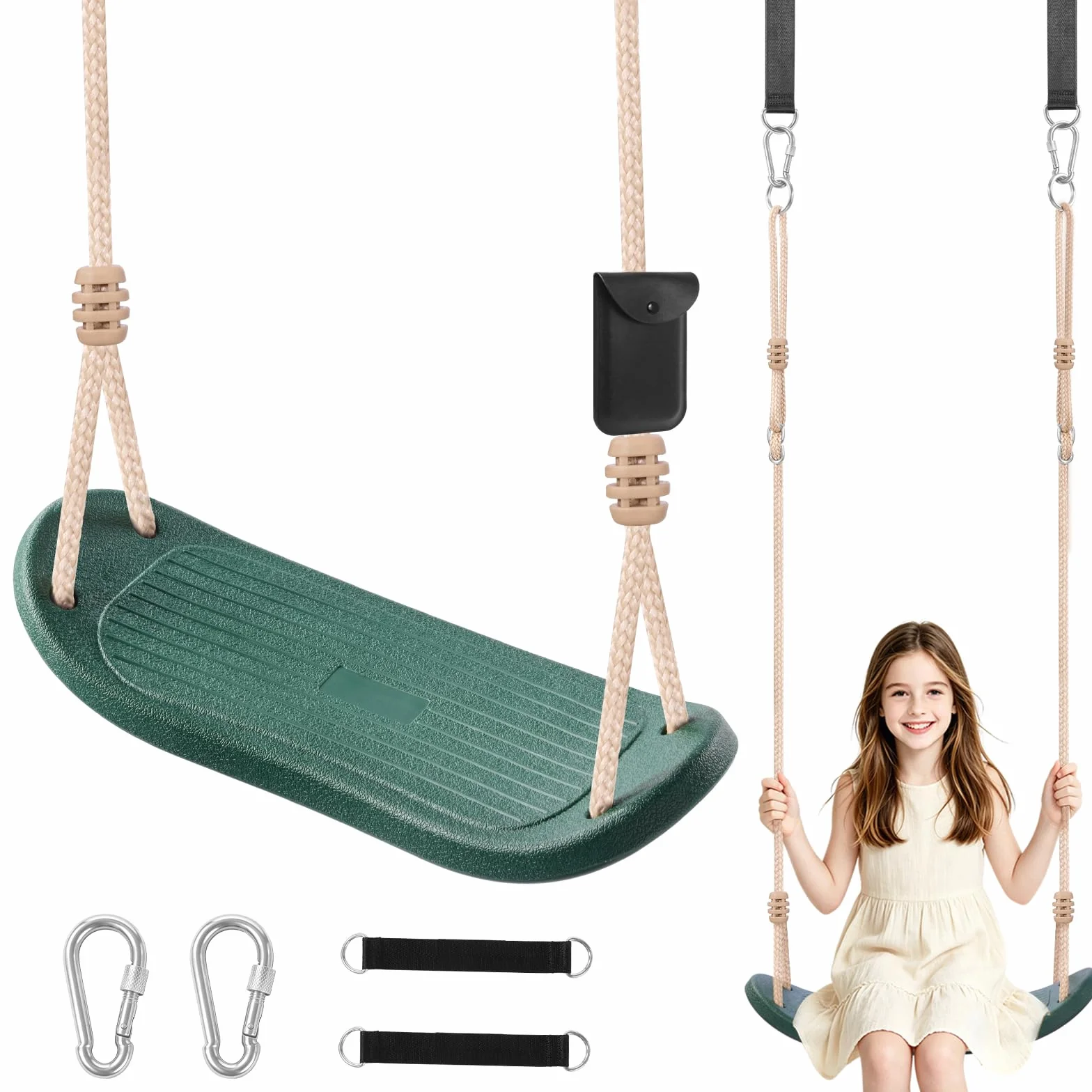 Balançoire d'arbre pour Enfants 120 kg avec Cordes réglables Vert