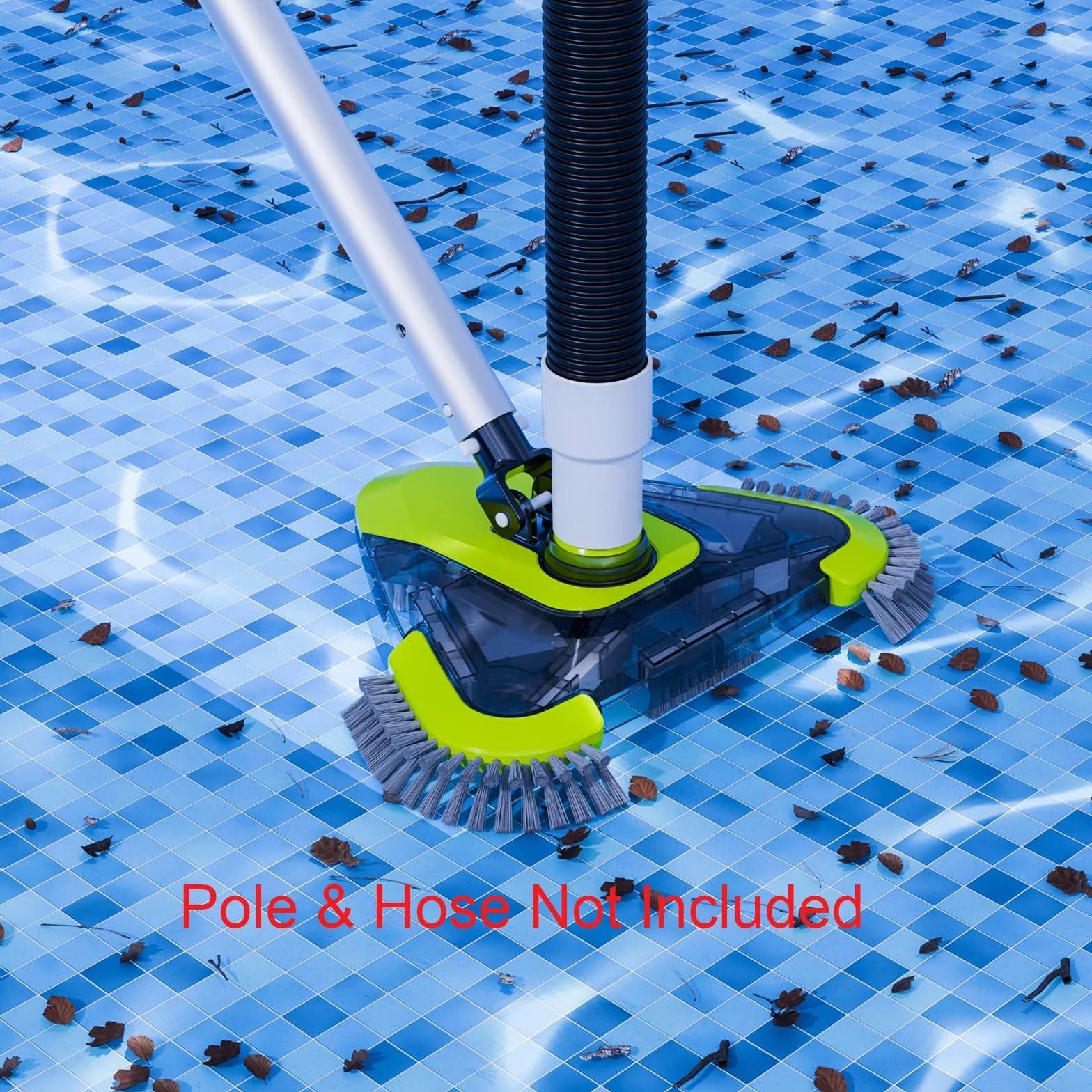 Sepetrel Tête d'aspirateur de piscine triangulaire avec brosse latérale et adaptateur rotatif universel
