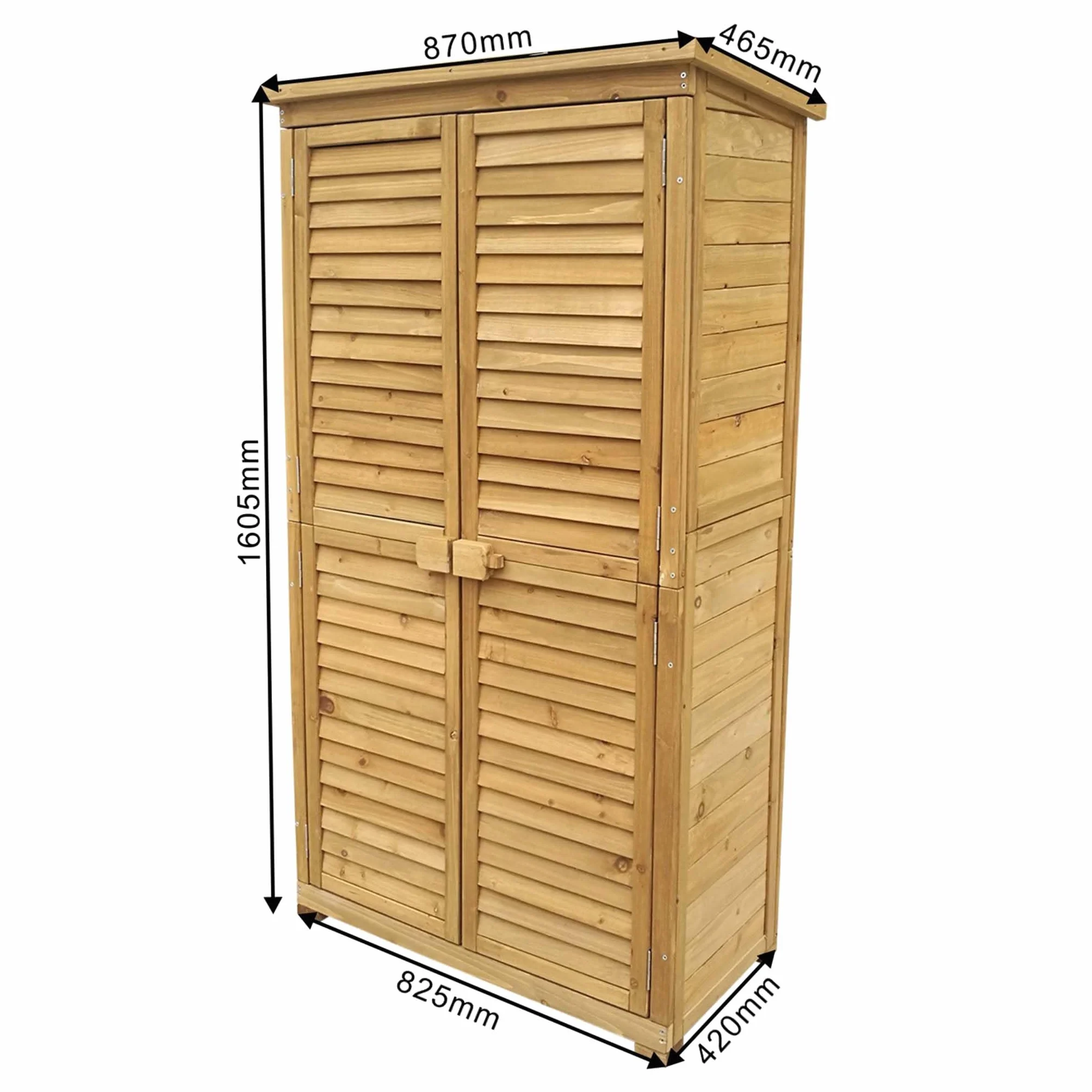 Armoire de Jardin 870x465x1600 mm Bois d'épicéa Toit bitumé Rangement Outils Wiltec