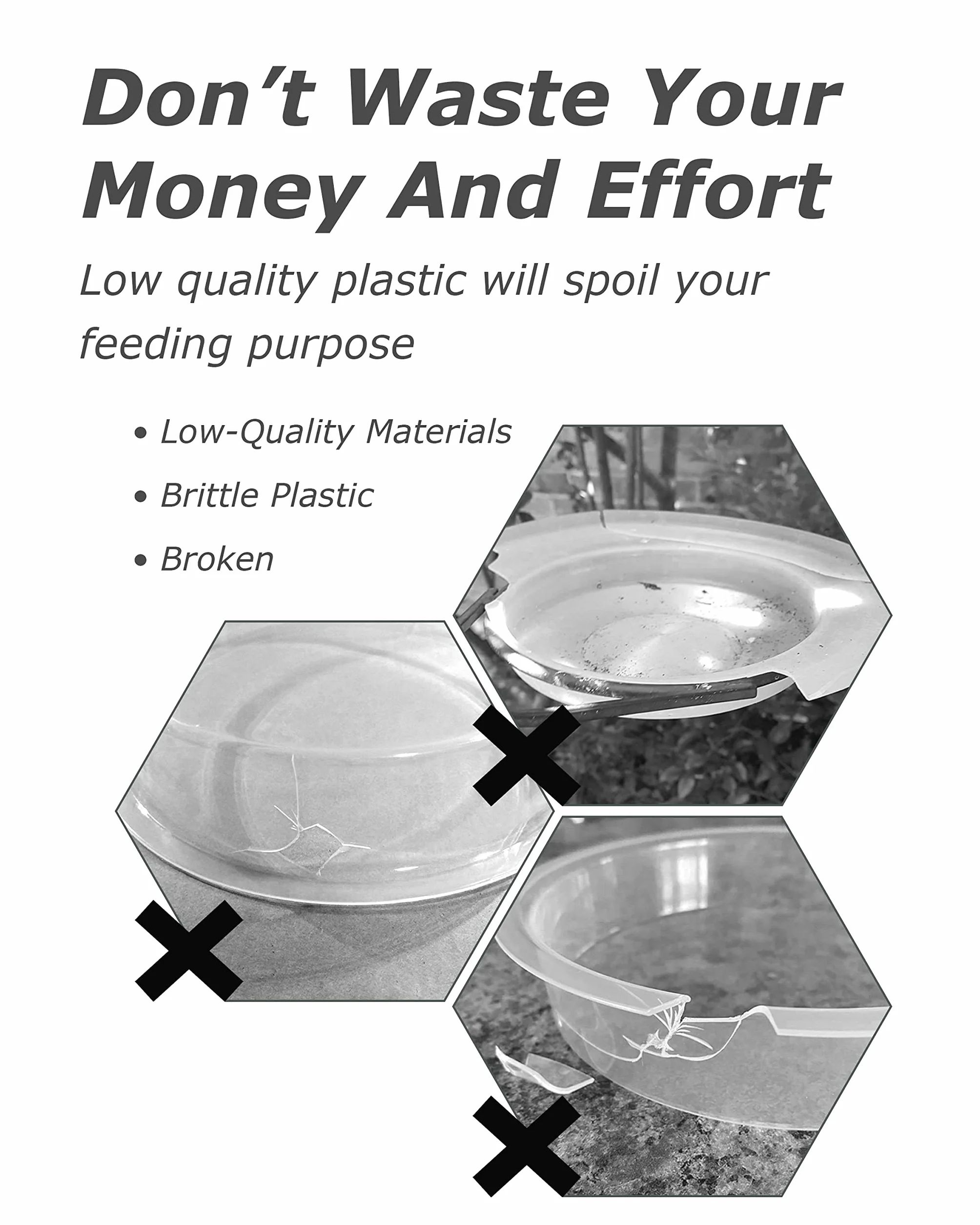 iBorn Lot de 2 bols de bain en plastique pour oiseaux 17,2 cm extérieur sol