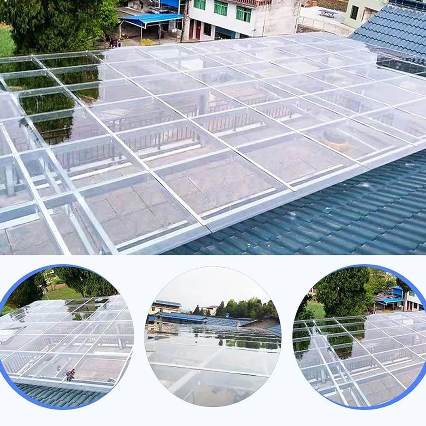 Plaque de Toit de Serre Polycarbonate 1x4m Tôles Toiture Isolantes Résistantes Vitrages Extérieurs