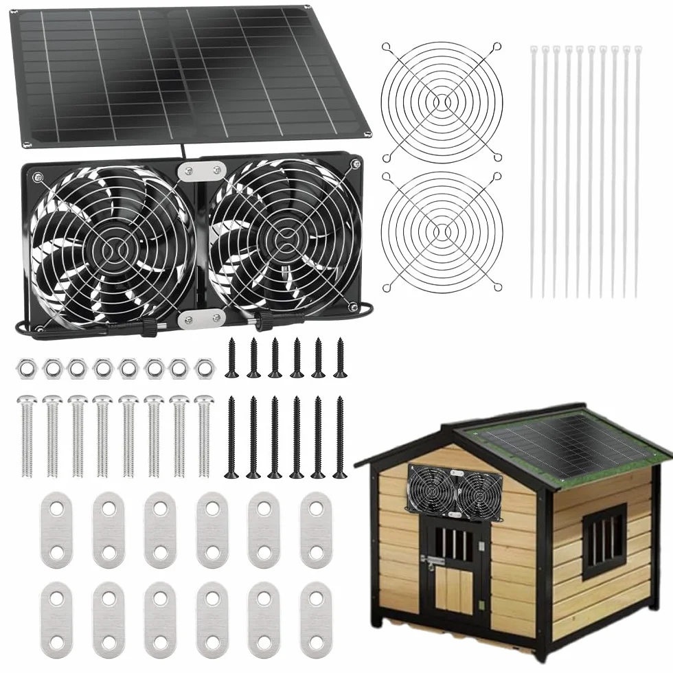 NAVESO Ventilateur Solaire 15W Extracteur d'air Solaire Double pour Camping-Cars Serres