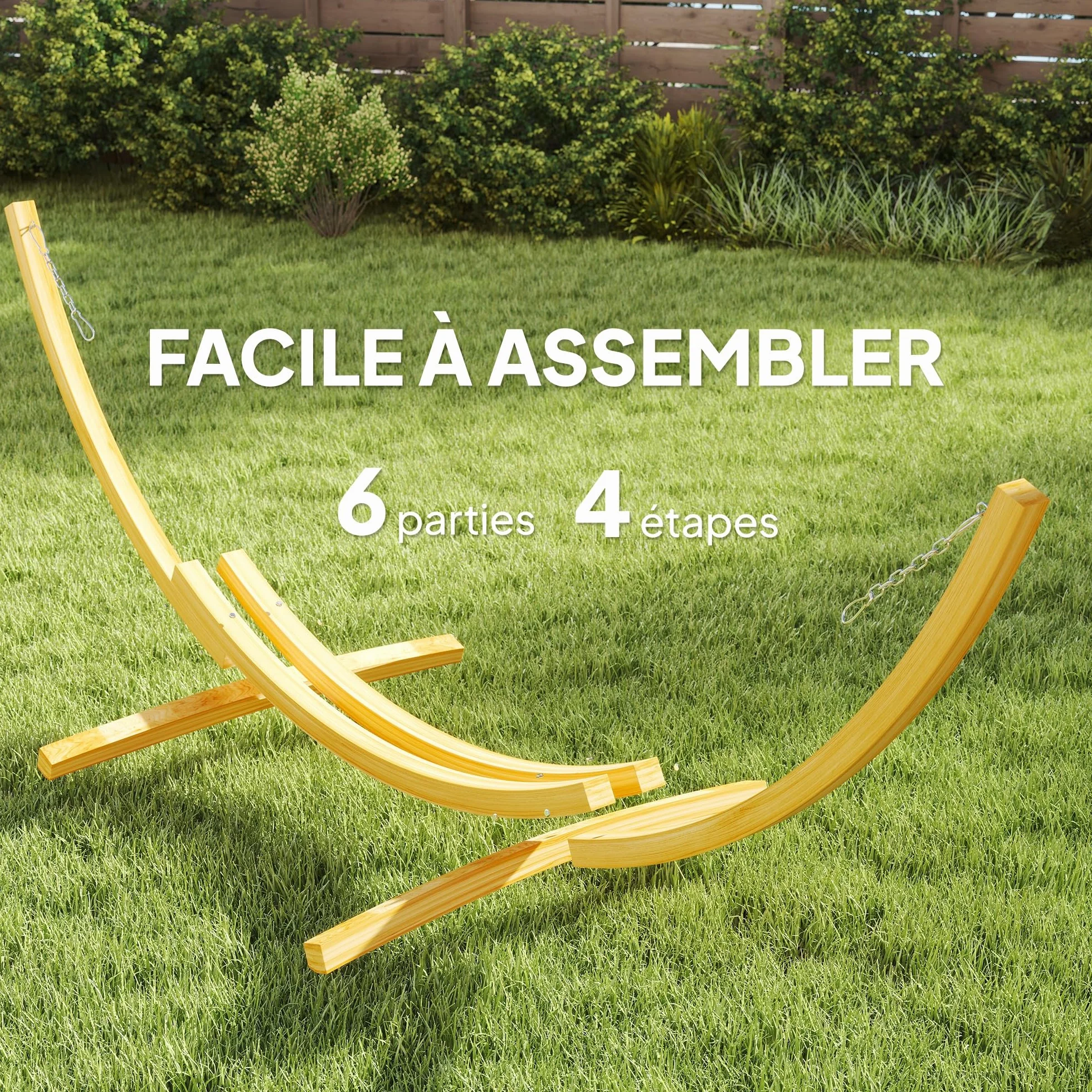 Outsunny Support Pied de hamac Structure Solide en Bois de pin Charge Max. 120 Kg dim. 325L x 120l x 118H cm Bois Naturel