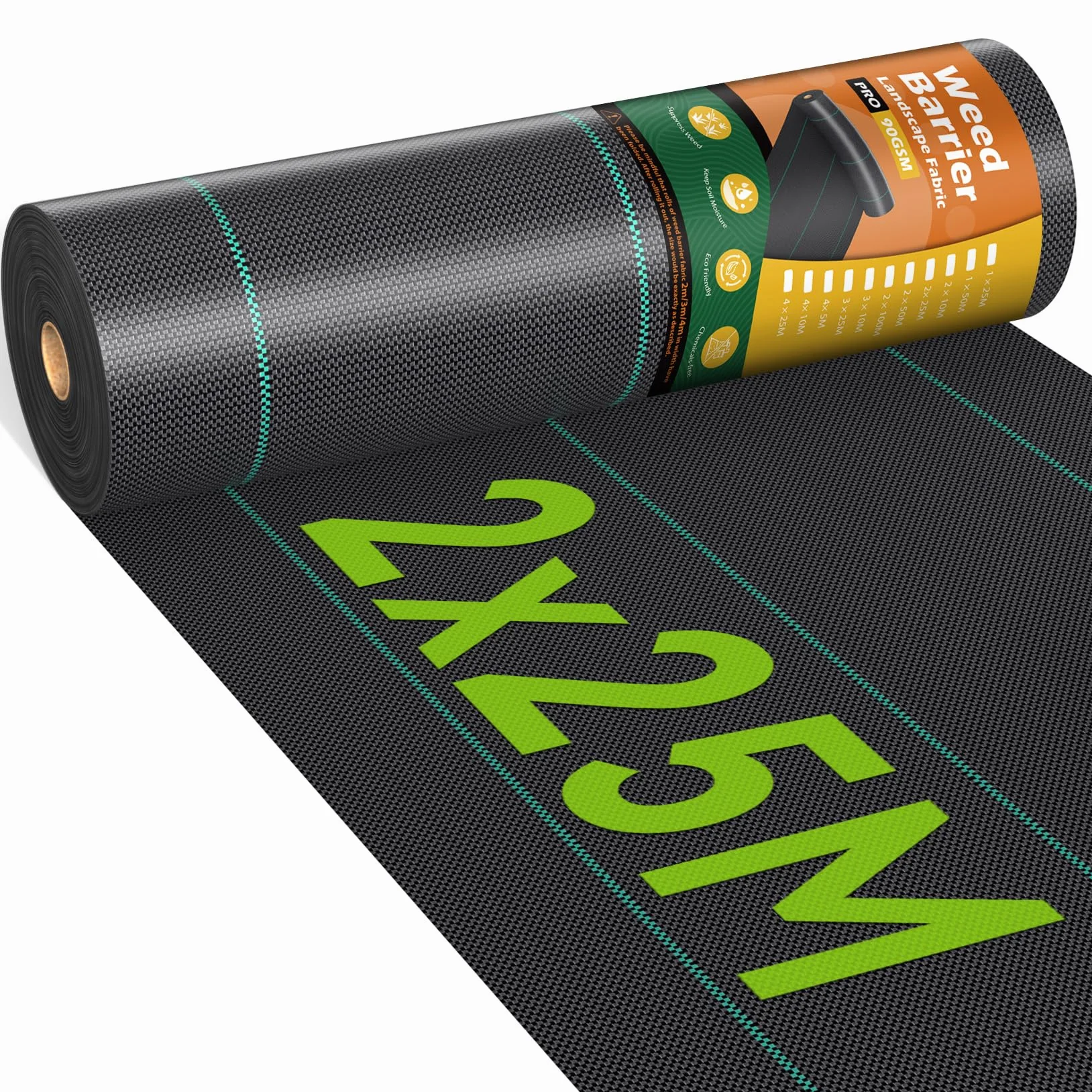 Iropro Toiles de Paillage 2m x 25m 50㎡ Geotextile Anti Mauvaises Herbes Perméable à l'eau Résiste UV Noir