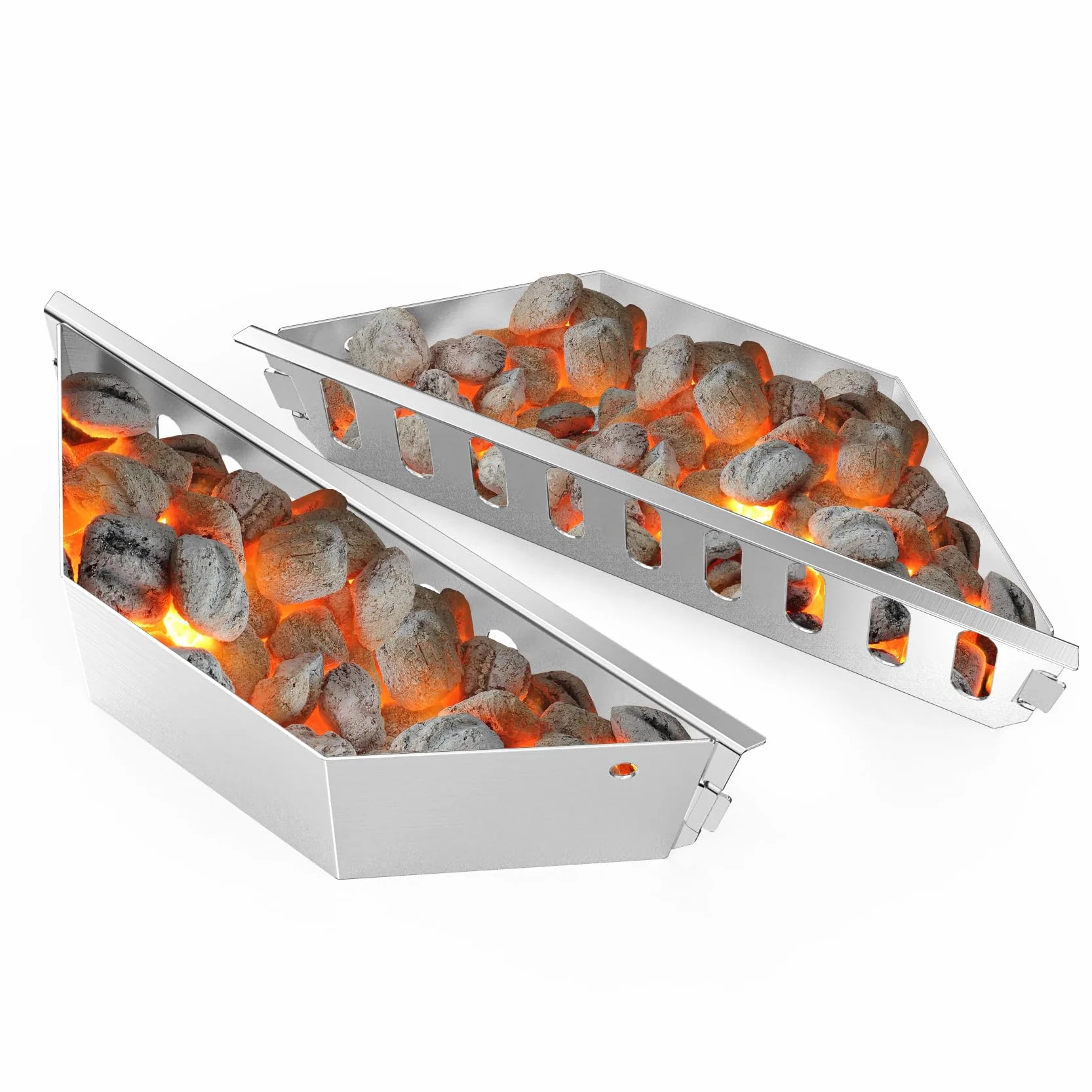Onlyfire Panier à Charbon Acier Inoxydable pour Weber Kettle 57 cm, 2 Pièces