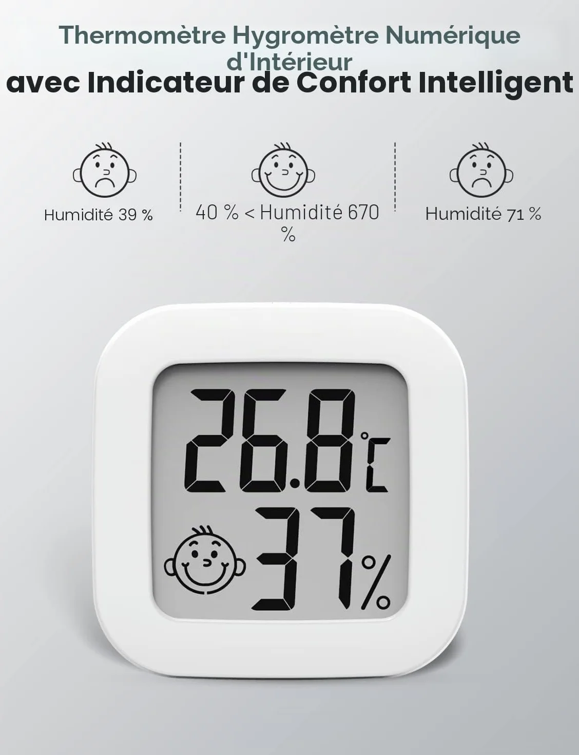 Thermomètre Hygromètre Intérieur Digital Haute Précision Moniteur Température Humidité