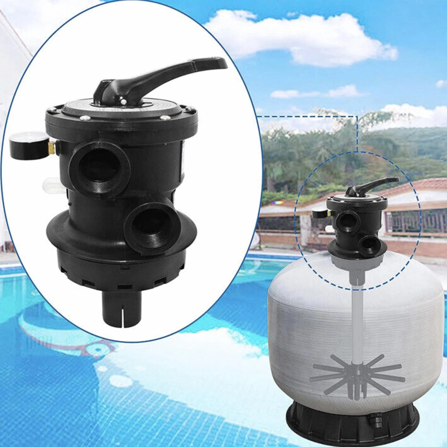 Pentair Vari-Flo Control Multiport Valve 1-1/2" FIP Top Mount