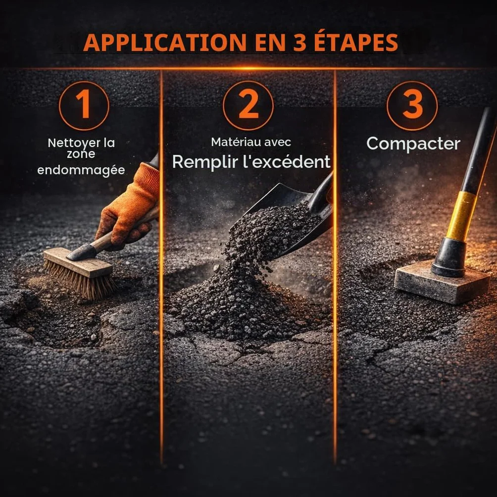 GiDeli Bitume à froid 10 kg dans un seau - Prêt à l'emploi pour réparation d'asphalte et remplissage de fissures - avec une granulométrie de 0-8 mm - Enduit bitumineux - Utilisation universelle