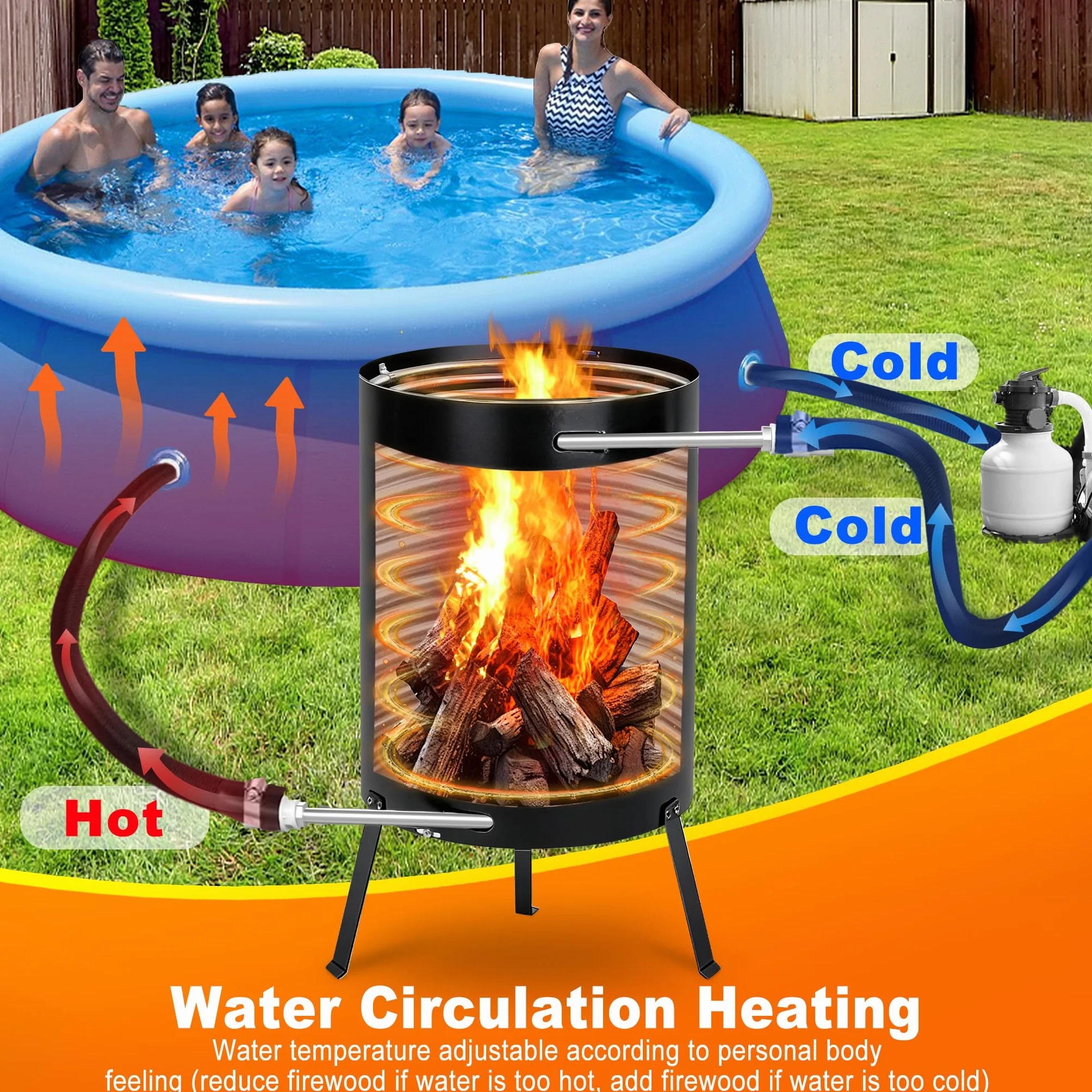 Tonneau à feu avec spirale chauffante Ø 32 mm Ø 38 mm tapis ignifuge sac résiduel bac de récupération noir