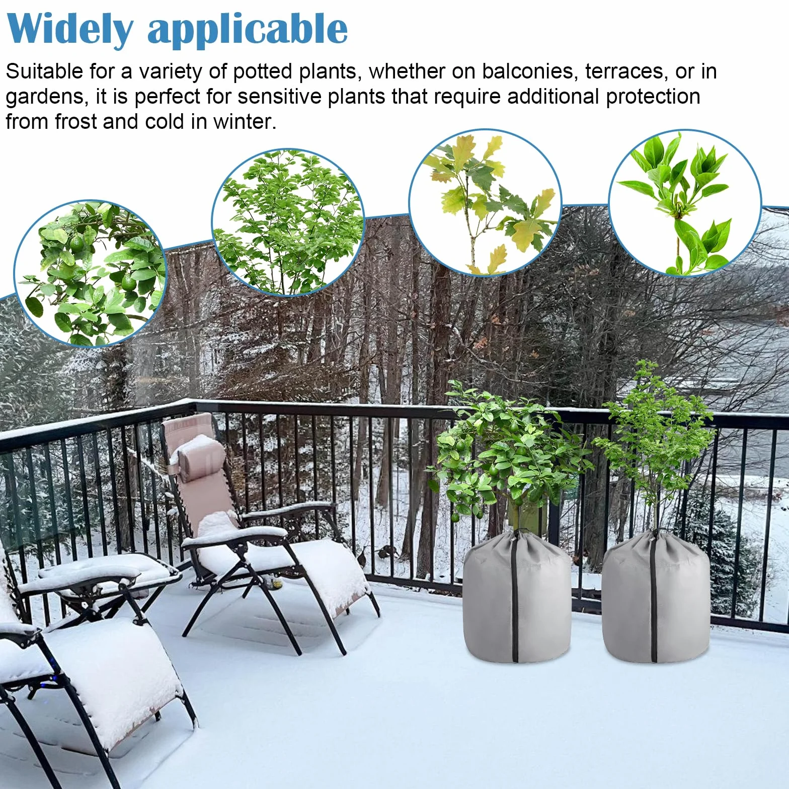 Protection thermique pour plantes 2 pièces 35x40 cm Pots de protection hivernale avec cordon de serrage et fermeture éclair