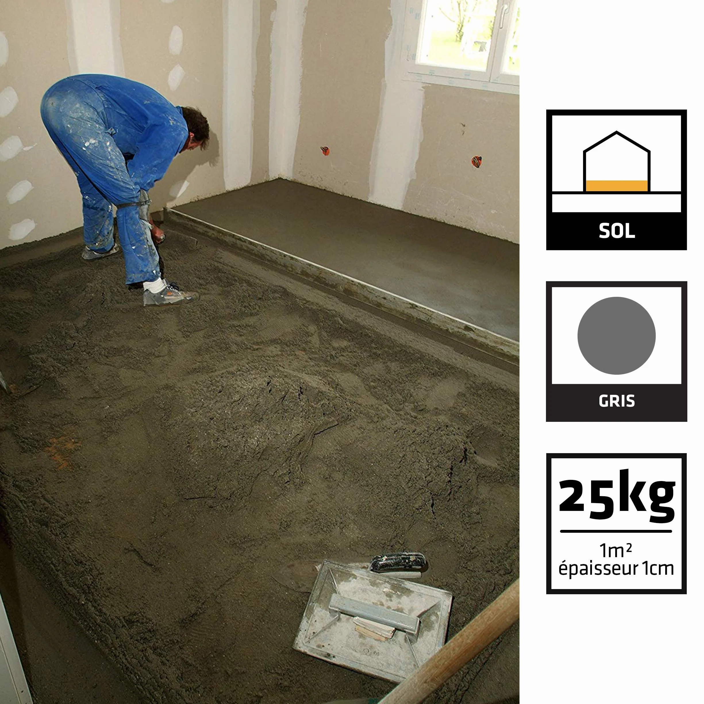 SIKA - Mortier pour réalisation de petites chapes - SikaScreed Chape 50 Gris - Produit à prise rapide - Peut être laissé nu - Recouvrable par du carrelage après 15h de séchage - 25kg