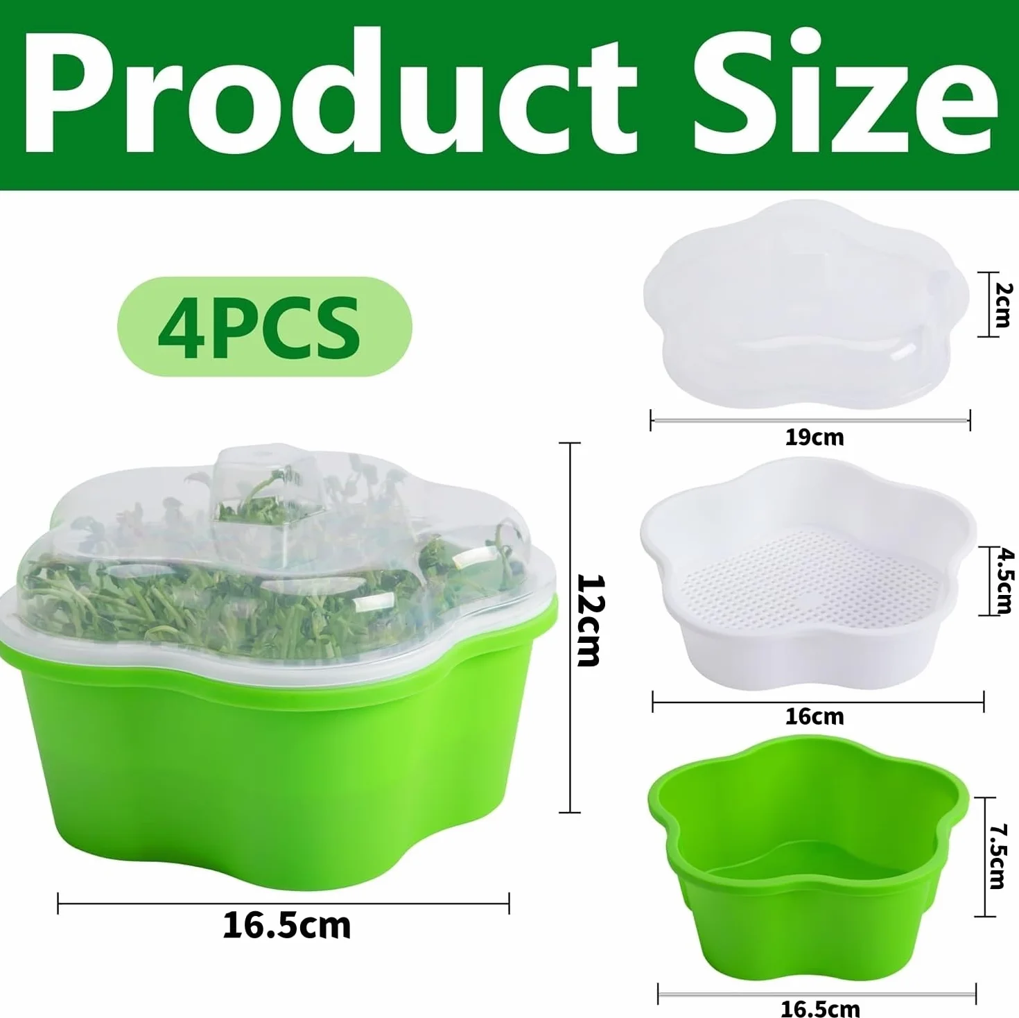 LATERN 4 Pièces Plateaux de Germination 16CM Bac à Semis Propagateur Hydroponique sans BPA